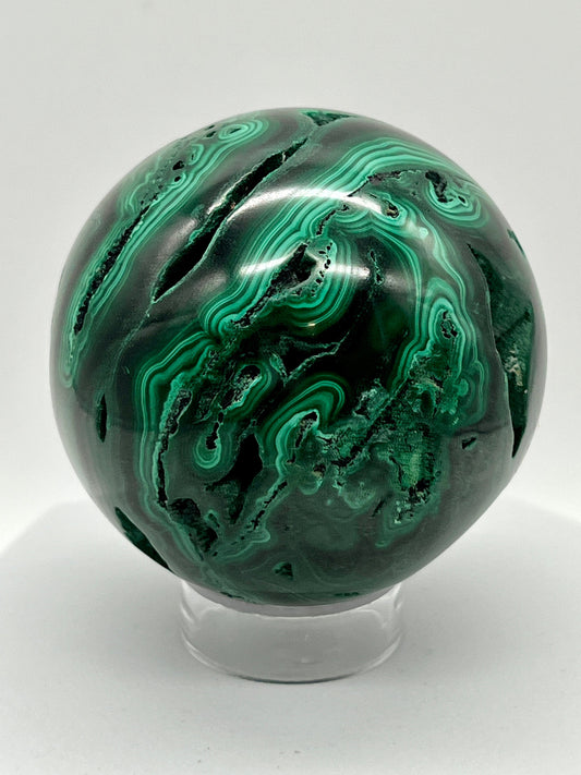 GORGEOUS large Malachite sphere with druzy, Healing Heart Chakra, Cleansing Crystal