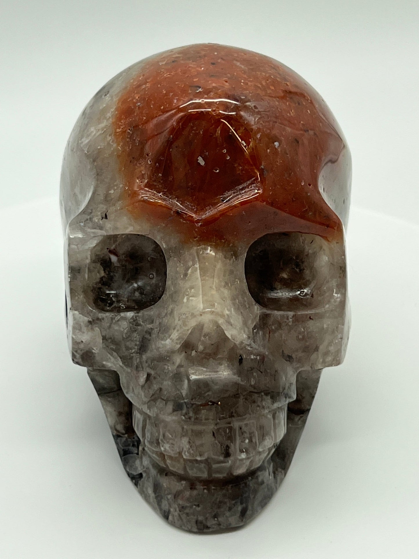 Large Mosaic Quartz skull /  Mosaic Chalcedony skull