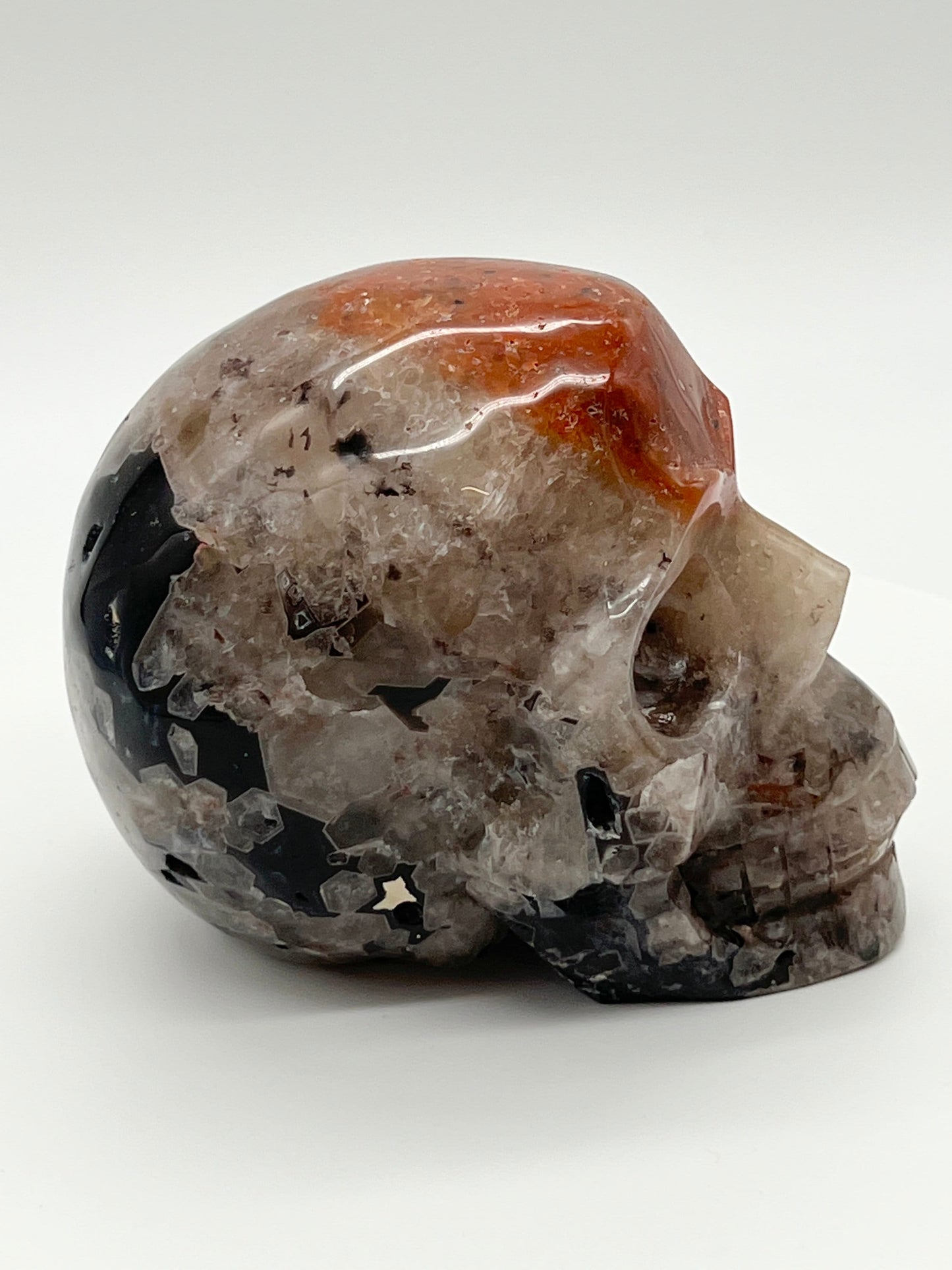 Large Mosaic Quartz skull /  Mosaic Chalcedony skull