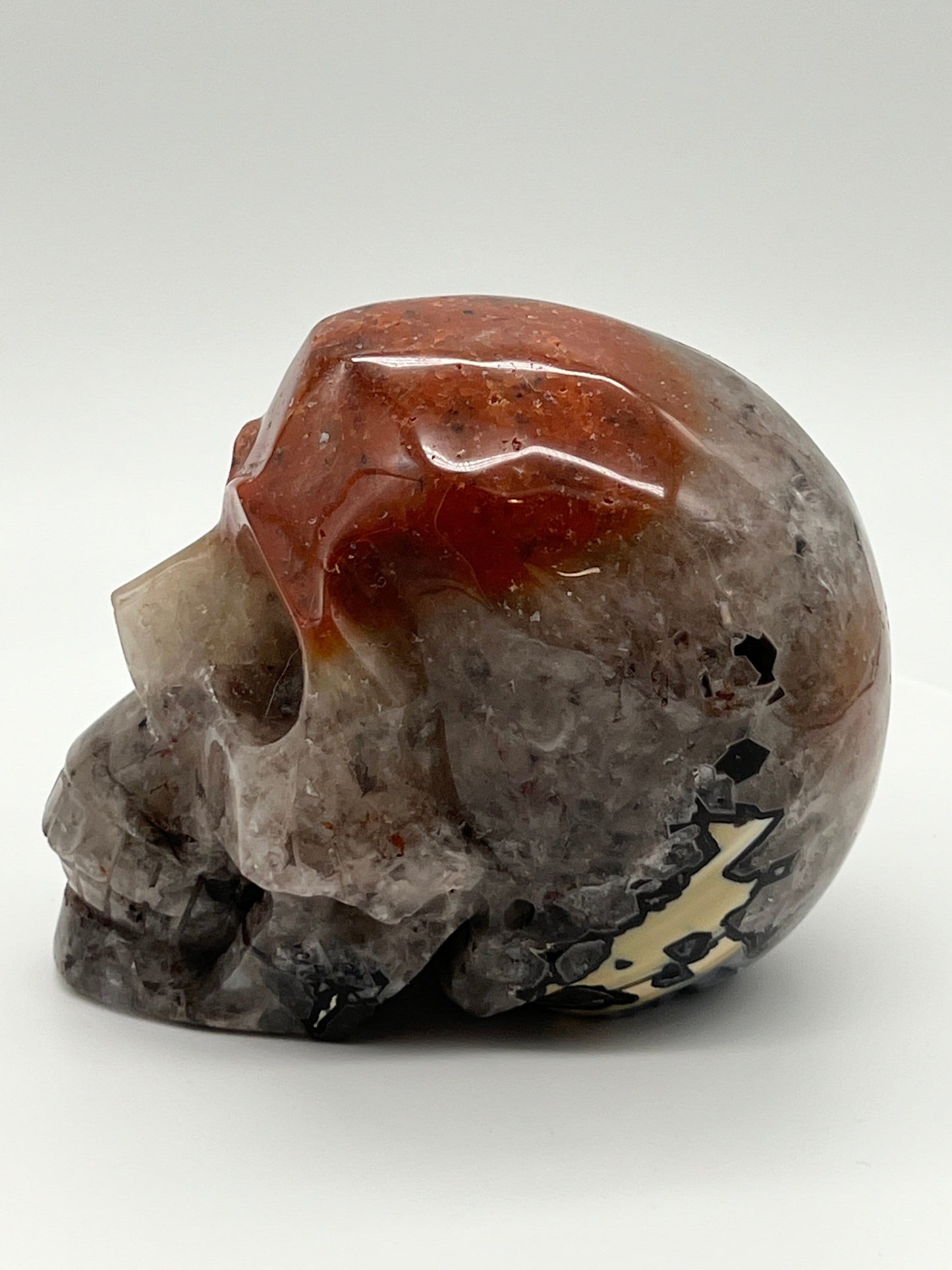 Large Mosaic Quartz skull /  Mosaic Chalcedony skull