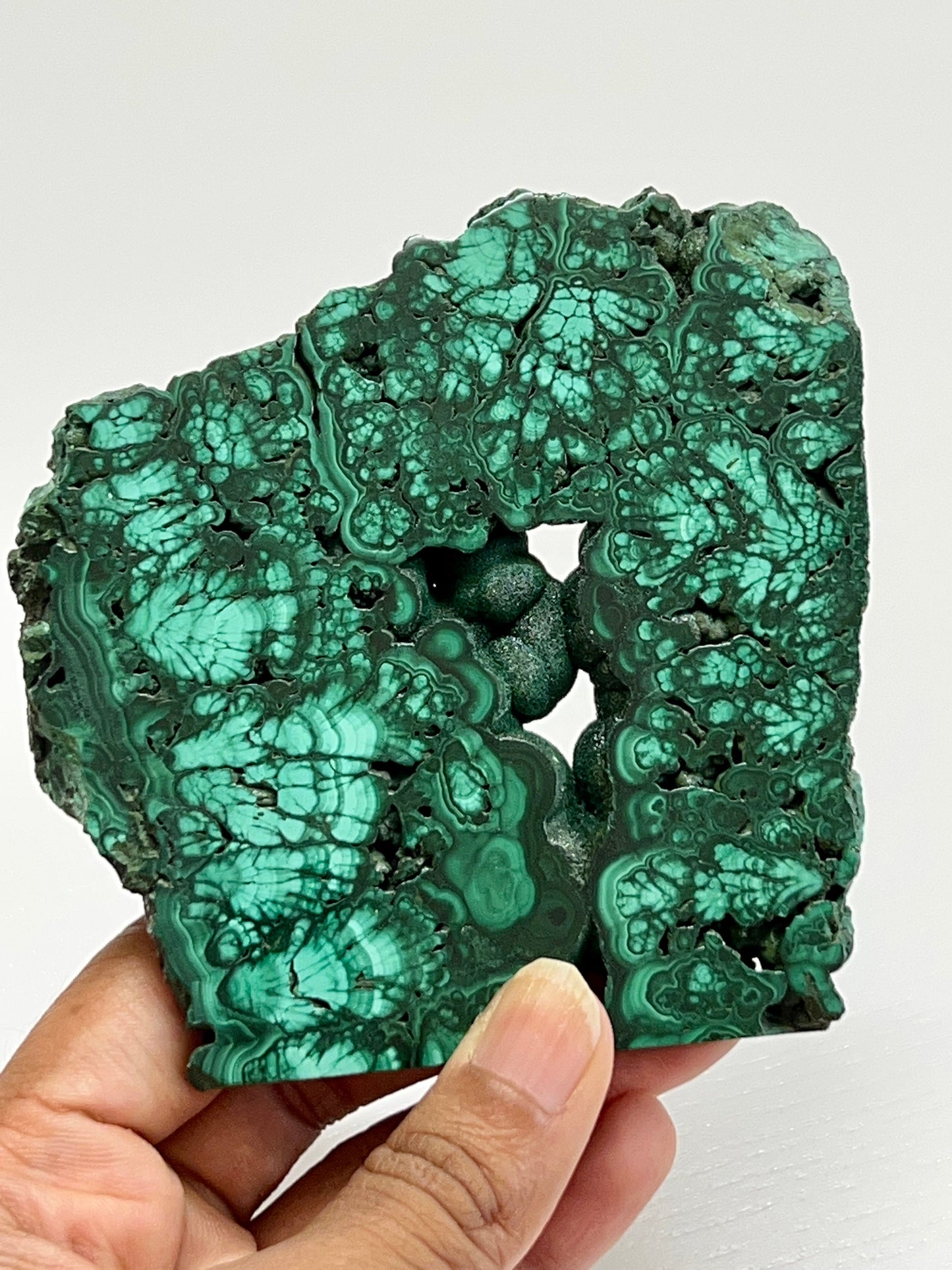 Malachite Slab with Shiny druzy pocket.