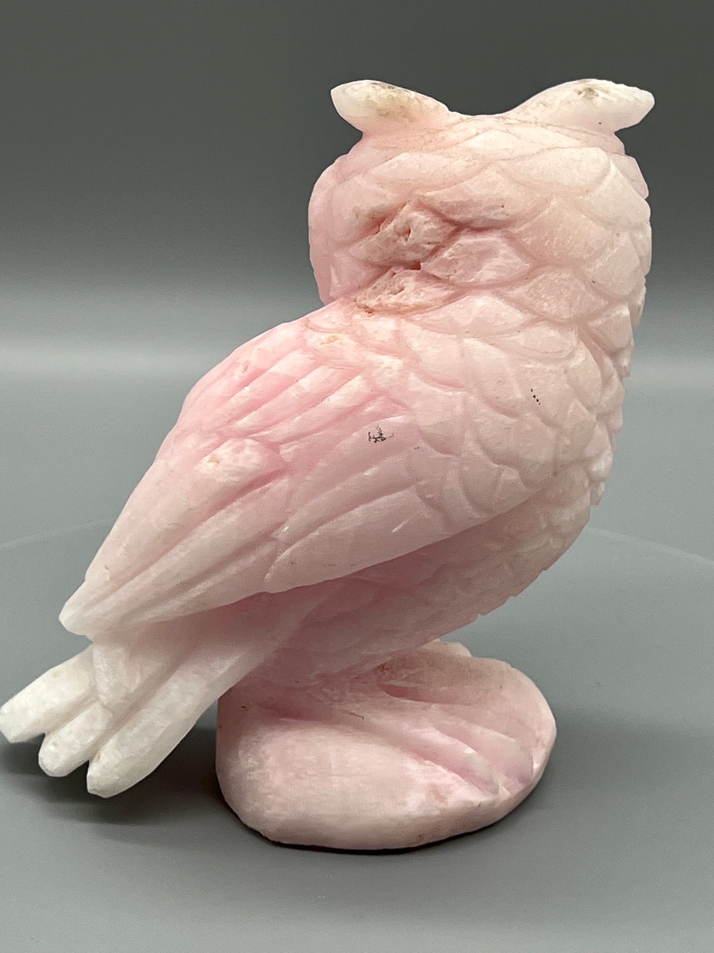 Pink Opal Owl carving | Pink Aragonite owl | Natural Carved and Polished Stone Owl | Metaphysical Witchy Animal Home Decor