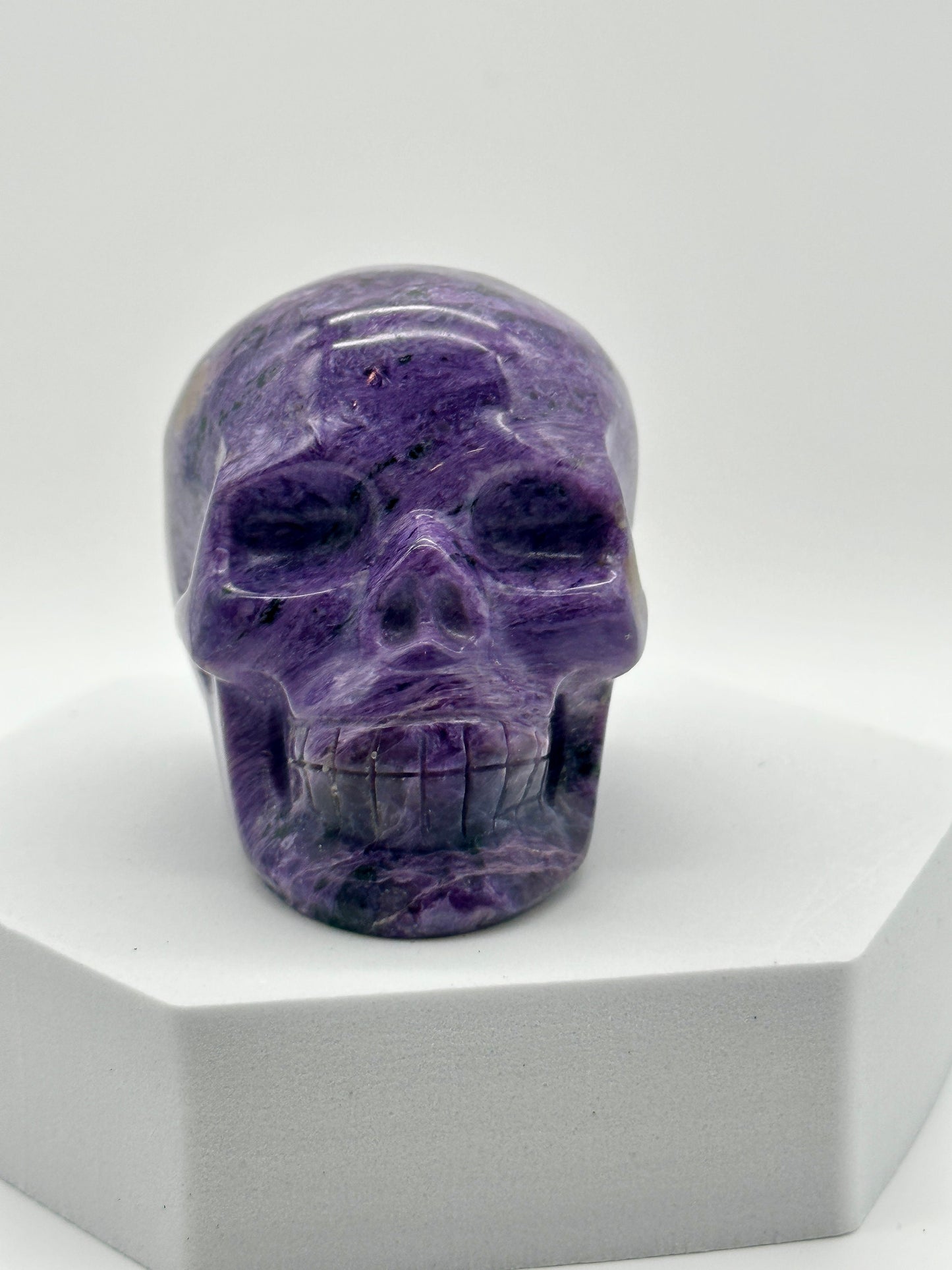 Beautiful high quality Russian Charoite Carved Skull