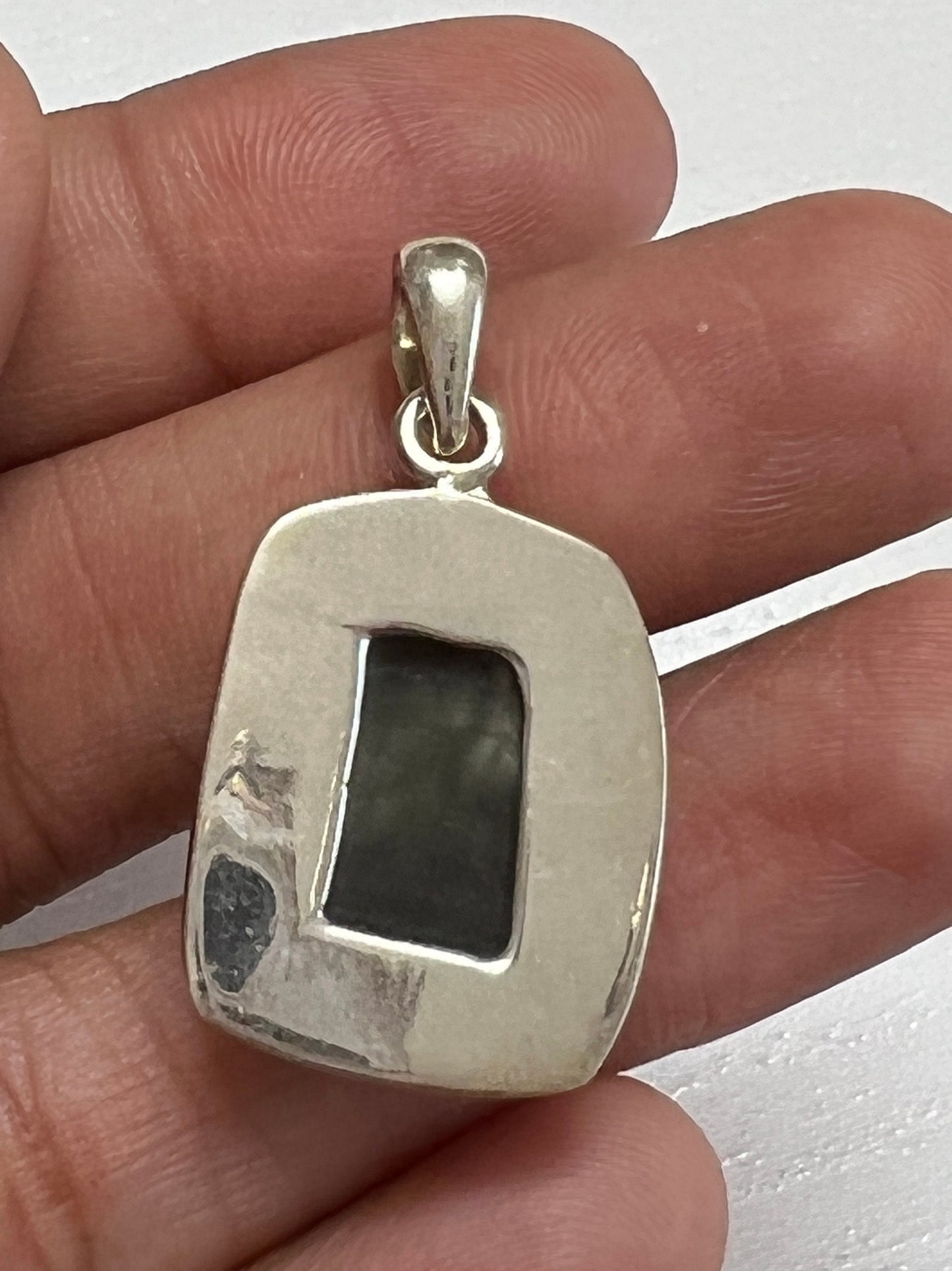 Authentic Moldavite Pendant, Raw Moldavite silver pendant - 4.34 grams