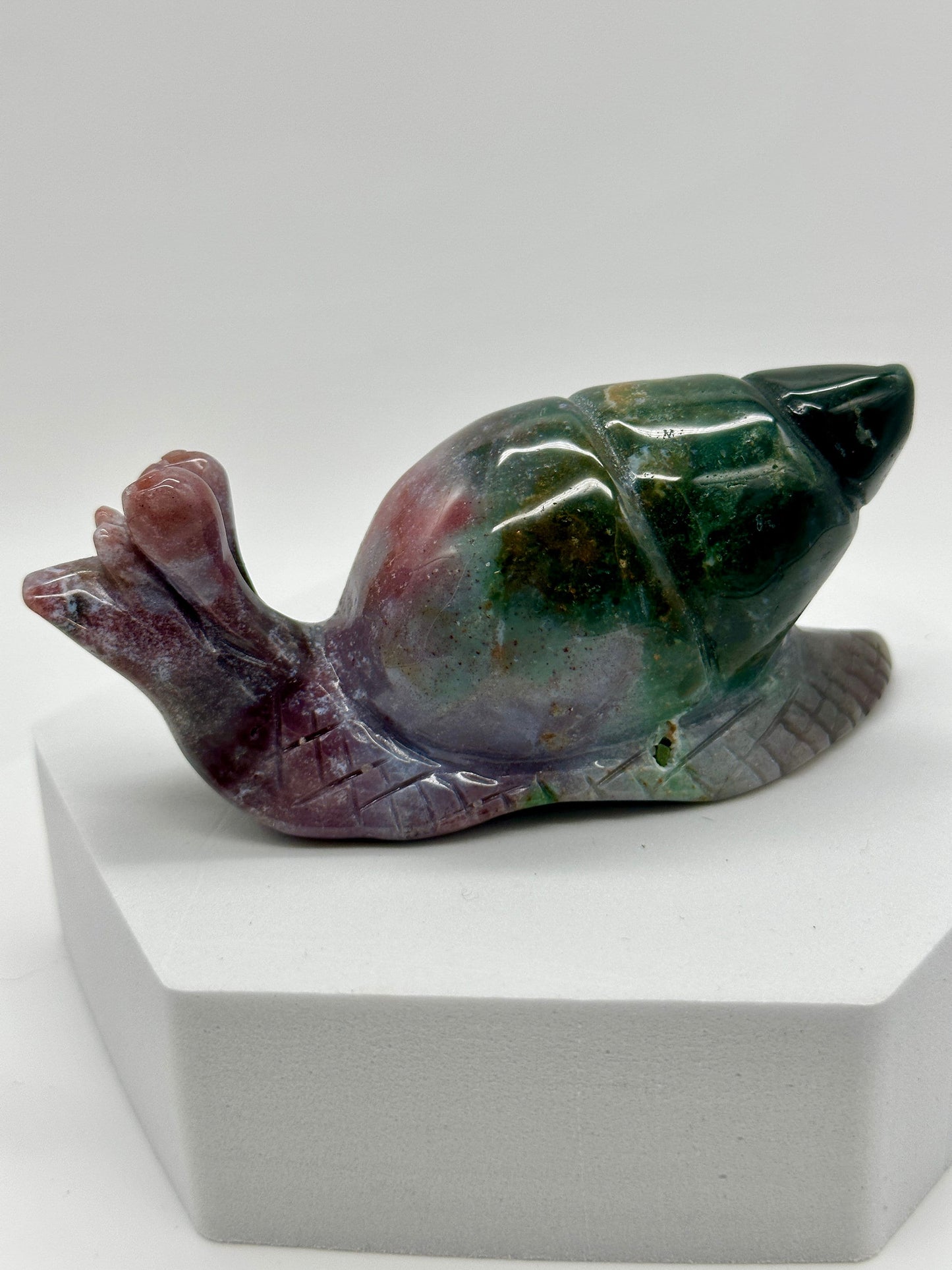 Polished OJ snail carving - Ocean Jasper snail carving