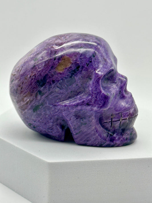 Beautiful high quality Russian Charoite Carved Skull