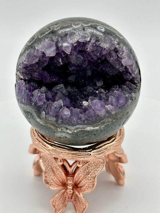 Amethyst Geode Sphere, Amethyst cluster sphere, raw amethyst cluster sphere