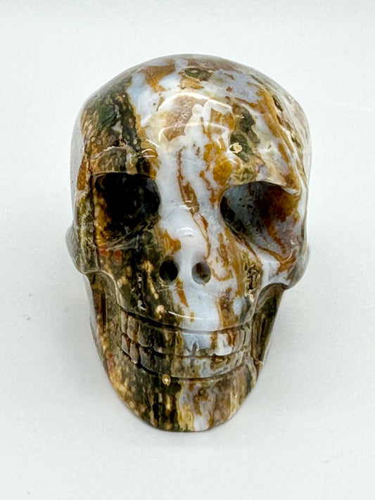 Beautiful Ocean Jasper Skull, Colorful OJ Skull