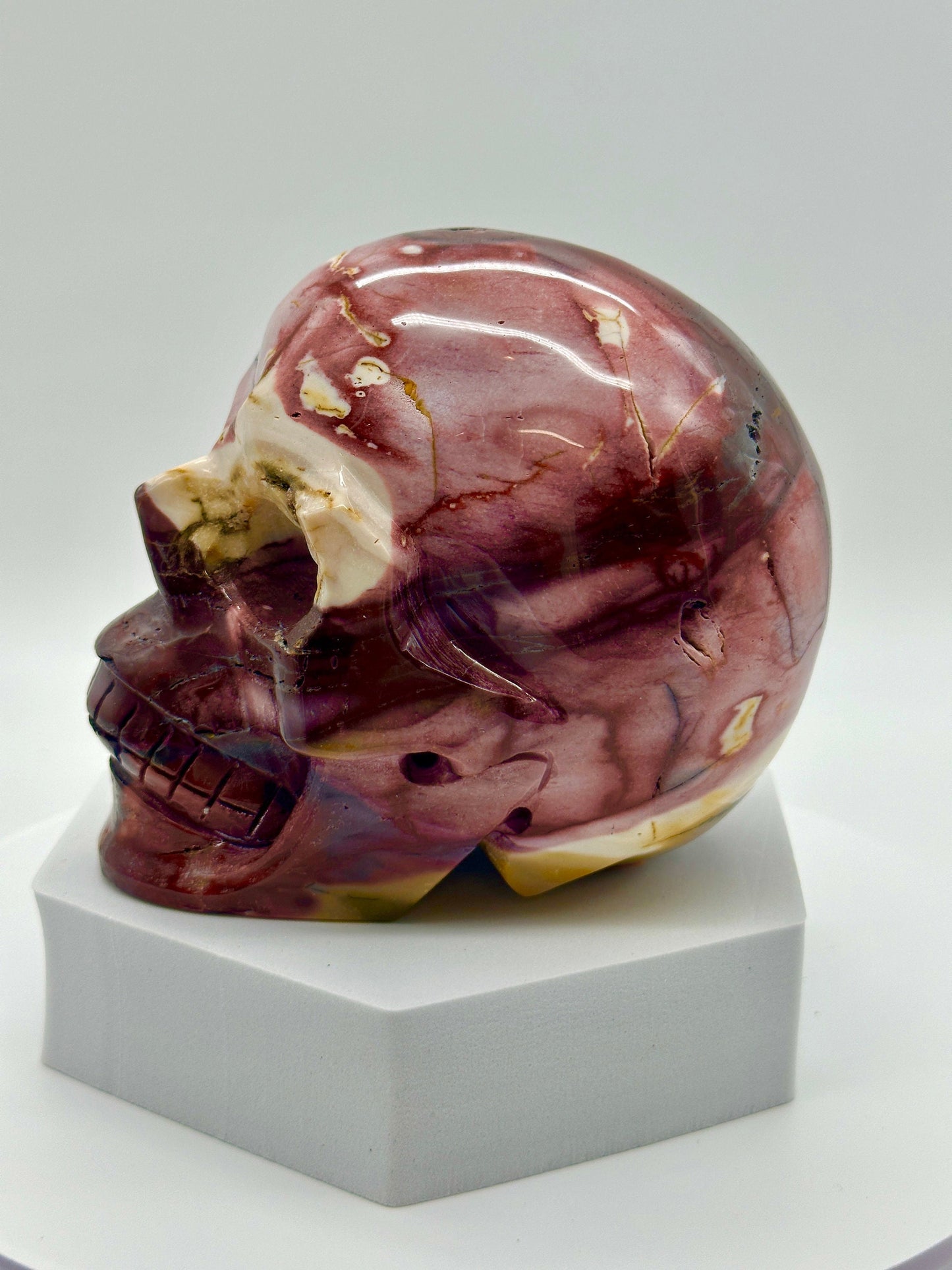 Beautiful large Mookaite Jasper Skull, Purple Mookaite jasper Skull, Mookaite Skull Carving