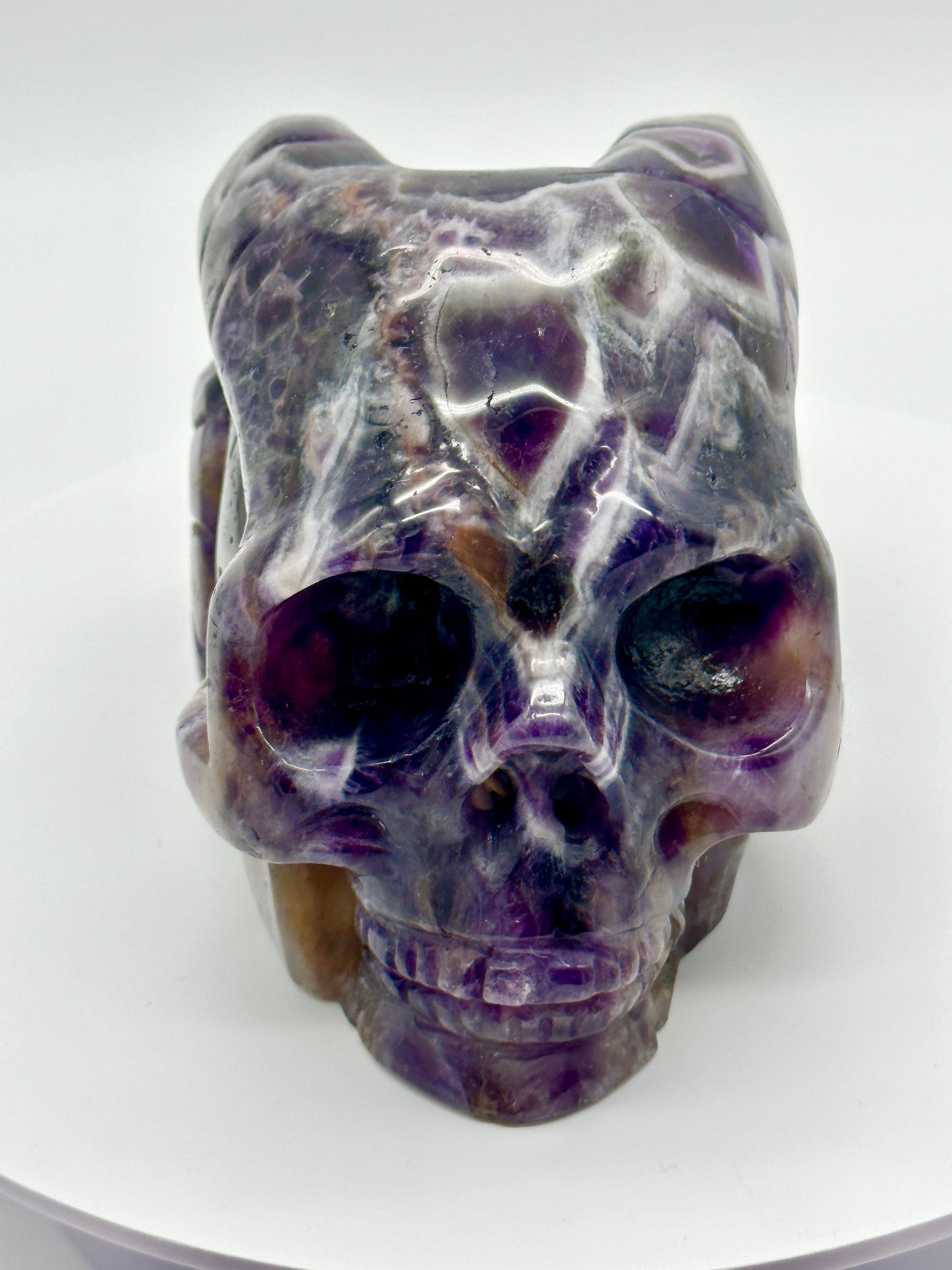 Beautiful large Dream amethyst skull carving, amethyst skull, chevron amethyst skull - 4.2 inches tall