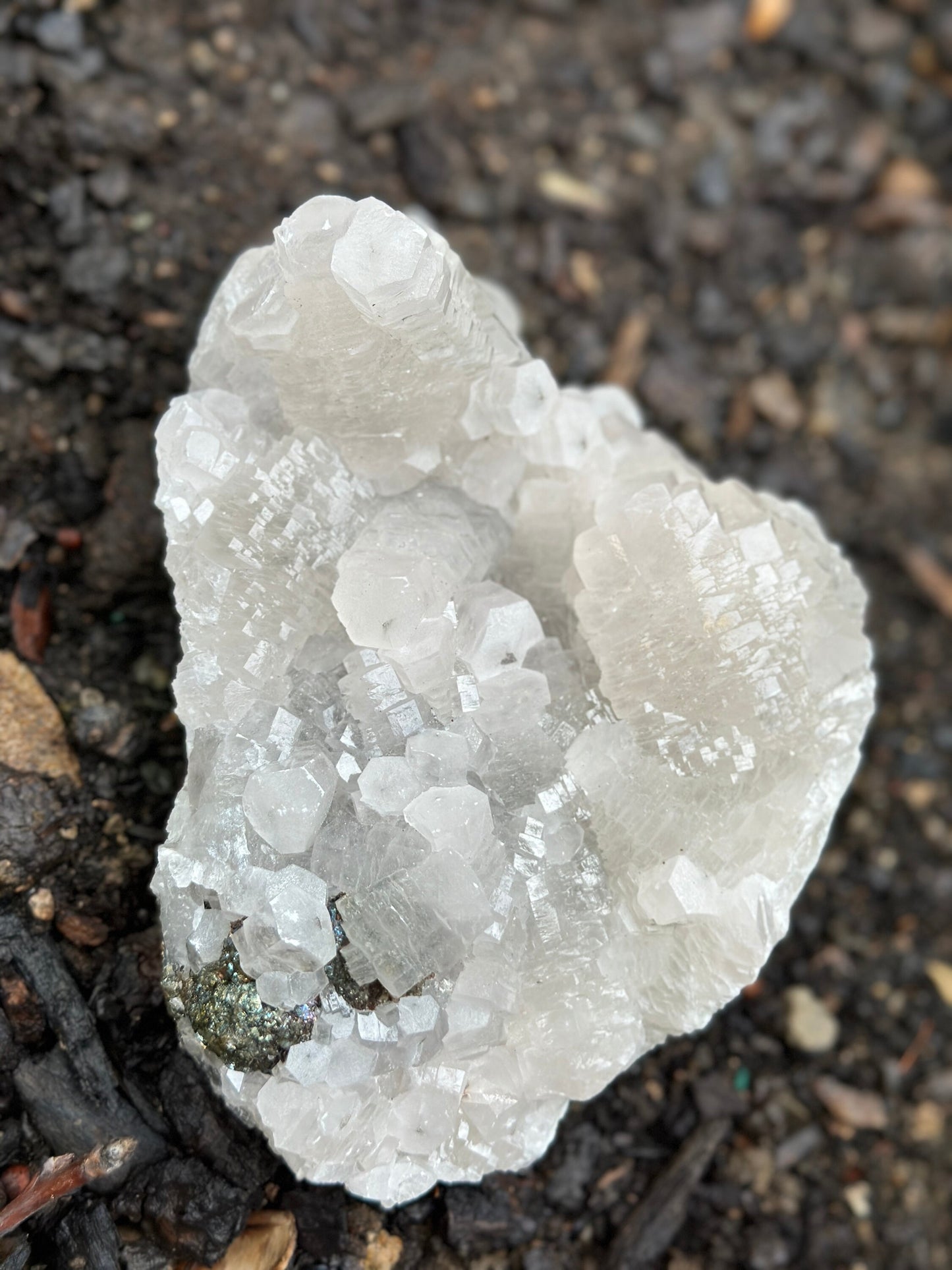 Raw Calcite Crystal Specimen with pyrite