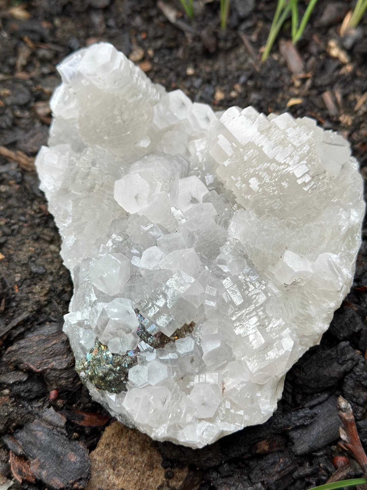 Raw Calcite Crystal Specimen with pyrite