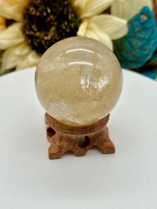 Natural Citrine Sphere with rainbow from brazil