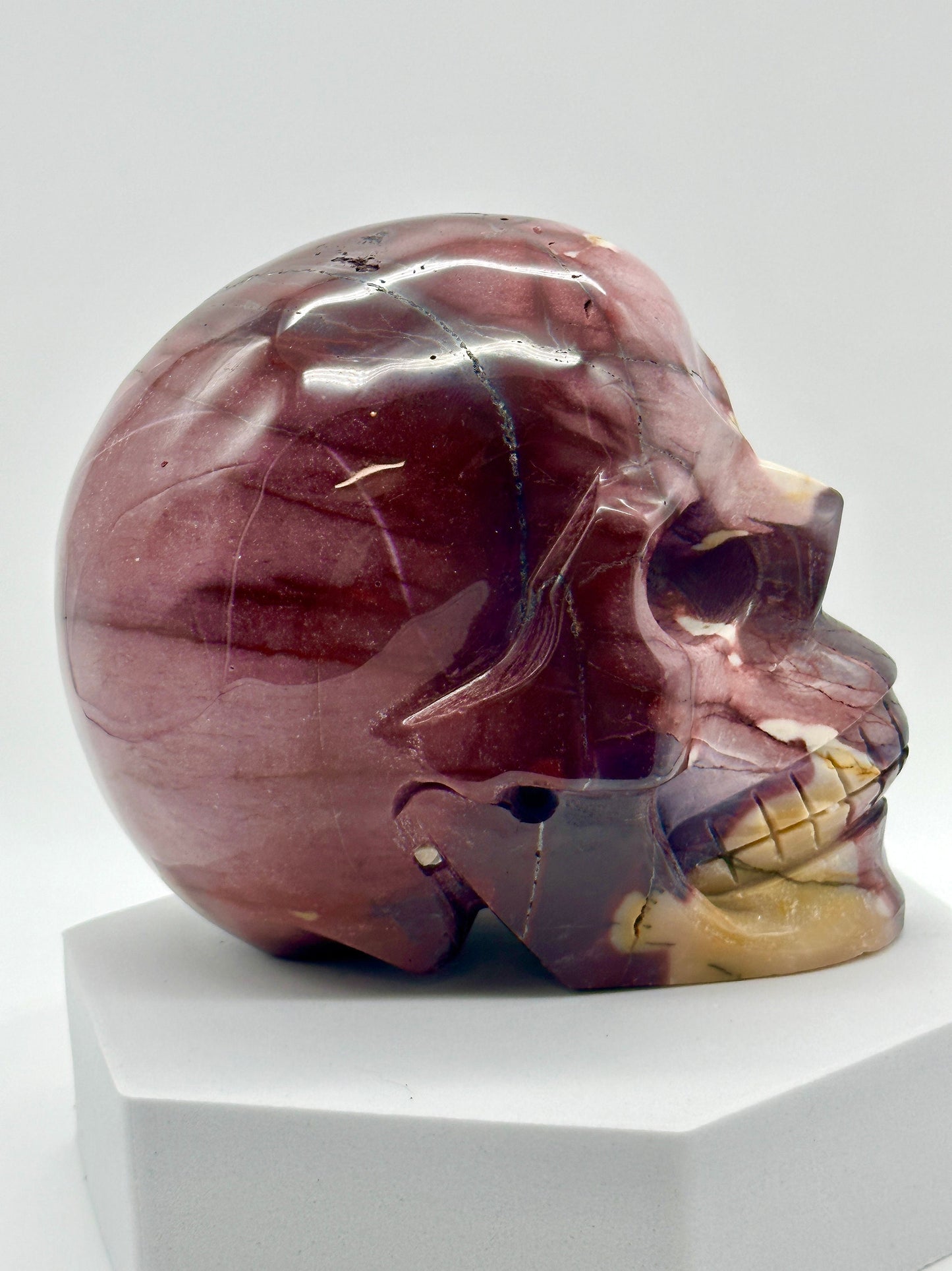 Beautiful large Mookaite Jasper Skull, Purple Mookaite jasper Skull, Mookaite Skull Carving