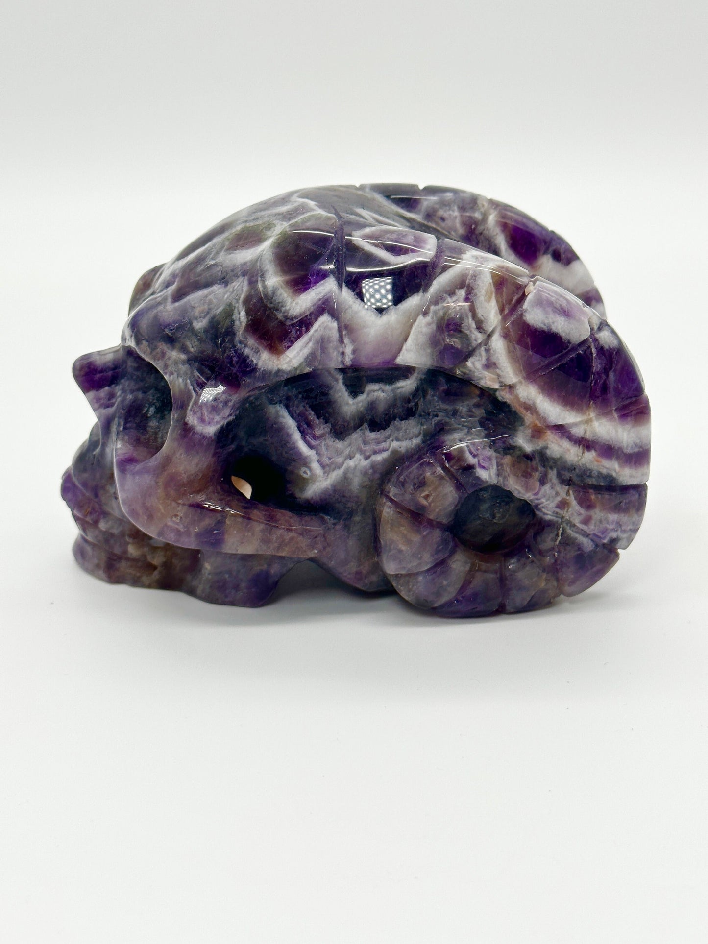 Beautiful large Dream amethyst skull carving, amethyst skull, chevron amethyst skull - 4.2 inches tall