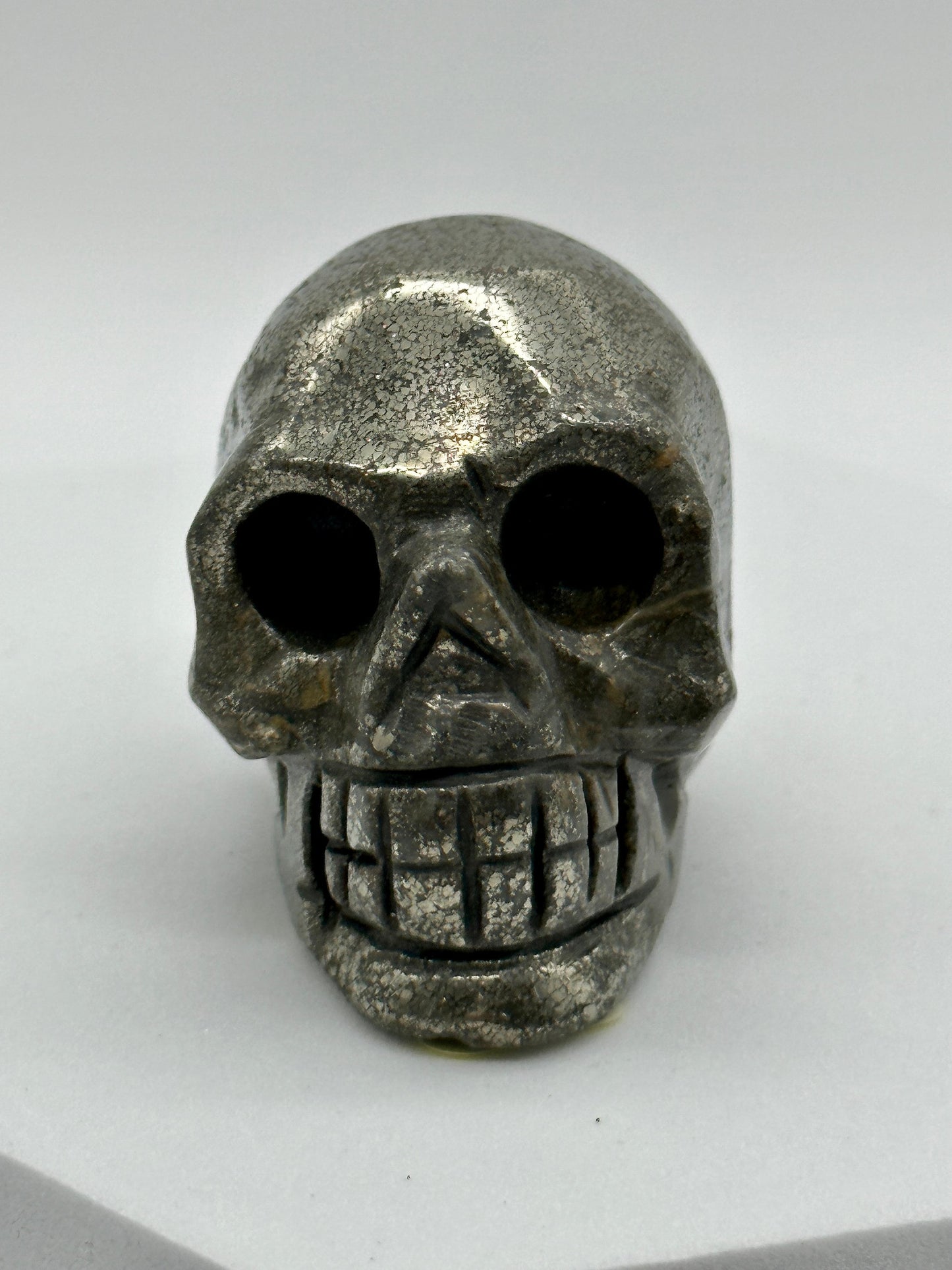 Pyrite Skull carving, 2.5 inches, Pyrite Carving, Home Accessories, Skulls,Home Decor, Reiki, Altar Tools