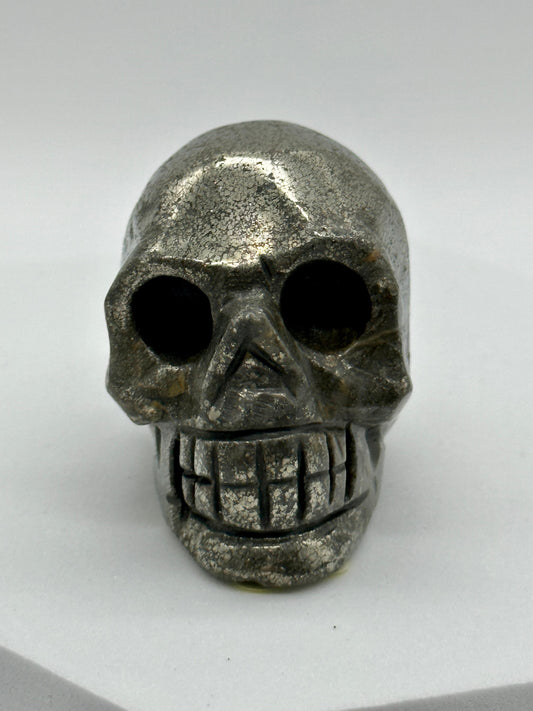 Pyrite Skull carving, 2.5 inches, Pyrite Carving, Home Accessories, Skulls,Home Decor, Reiki, Altar Tools