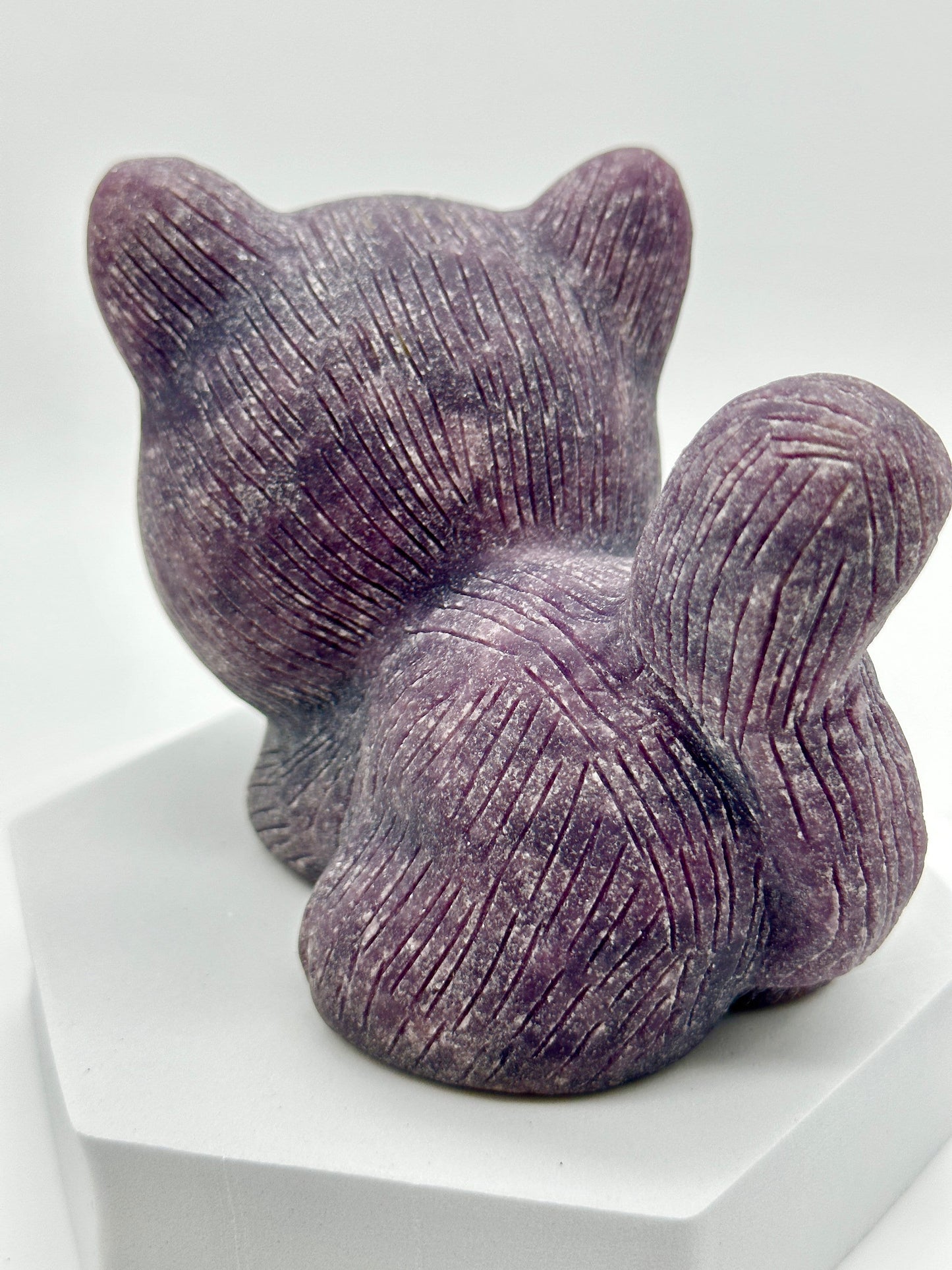 Chubby large Lepidolite Cat Carving, Natural Lepidolite CatHand Carved Lepidolite Cat,Reiki Healing, Crystal CatChristmas gift