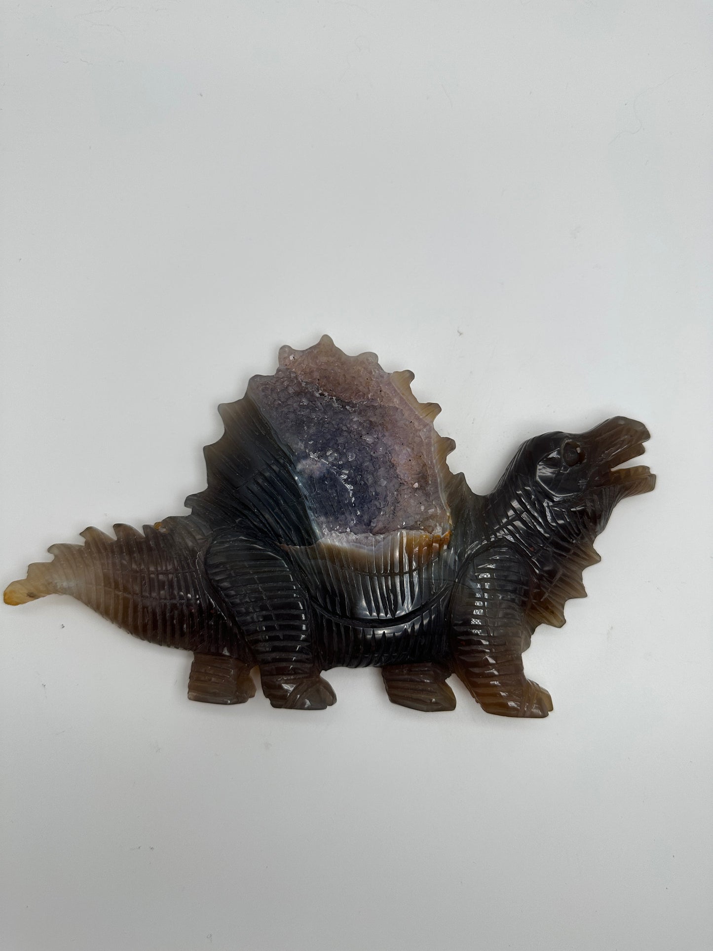 Amethyst Agate dinosaur carving, dinosaur carving, Amethyst Agate carving, Home decor, Reiki Healing, gift, Crystal Animal Figurine,