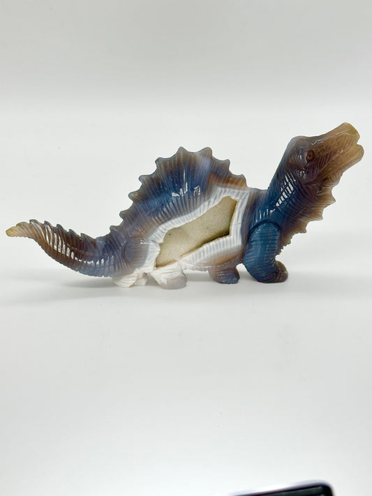 Druzy Agate  Dinosaur Carving,Crystal Animal Figurine,Reiki Healing Stone Statue