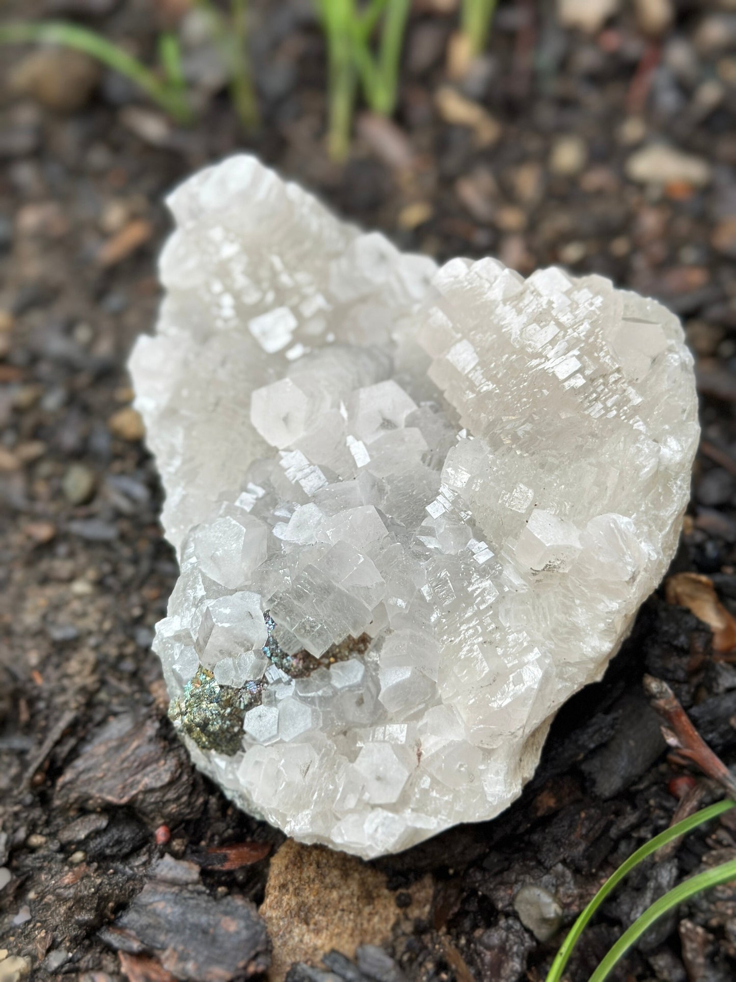 Raw Calcite Crystal Specimen with pyrite