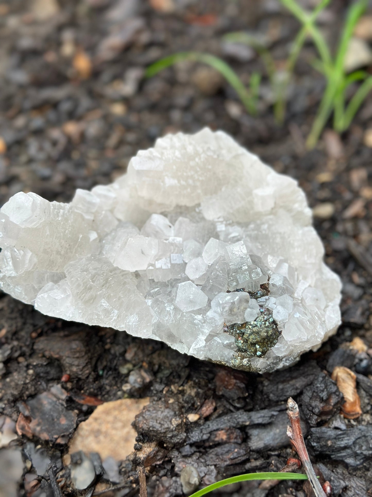 Raw Calcite Crystal Specimen with pyrite