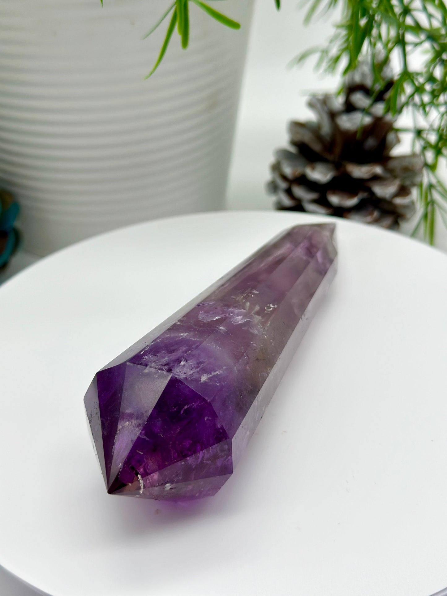 Grade AAA Amethyst Vogel Wand with Phantoms, Double Terminated Quartz,Amplified Crystal Healing