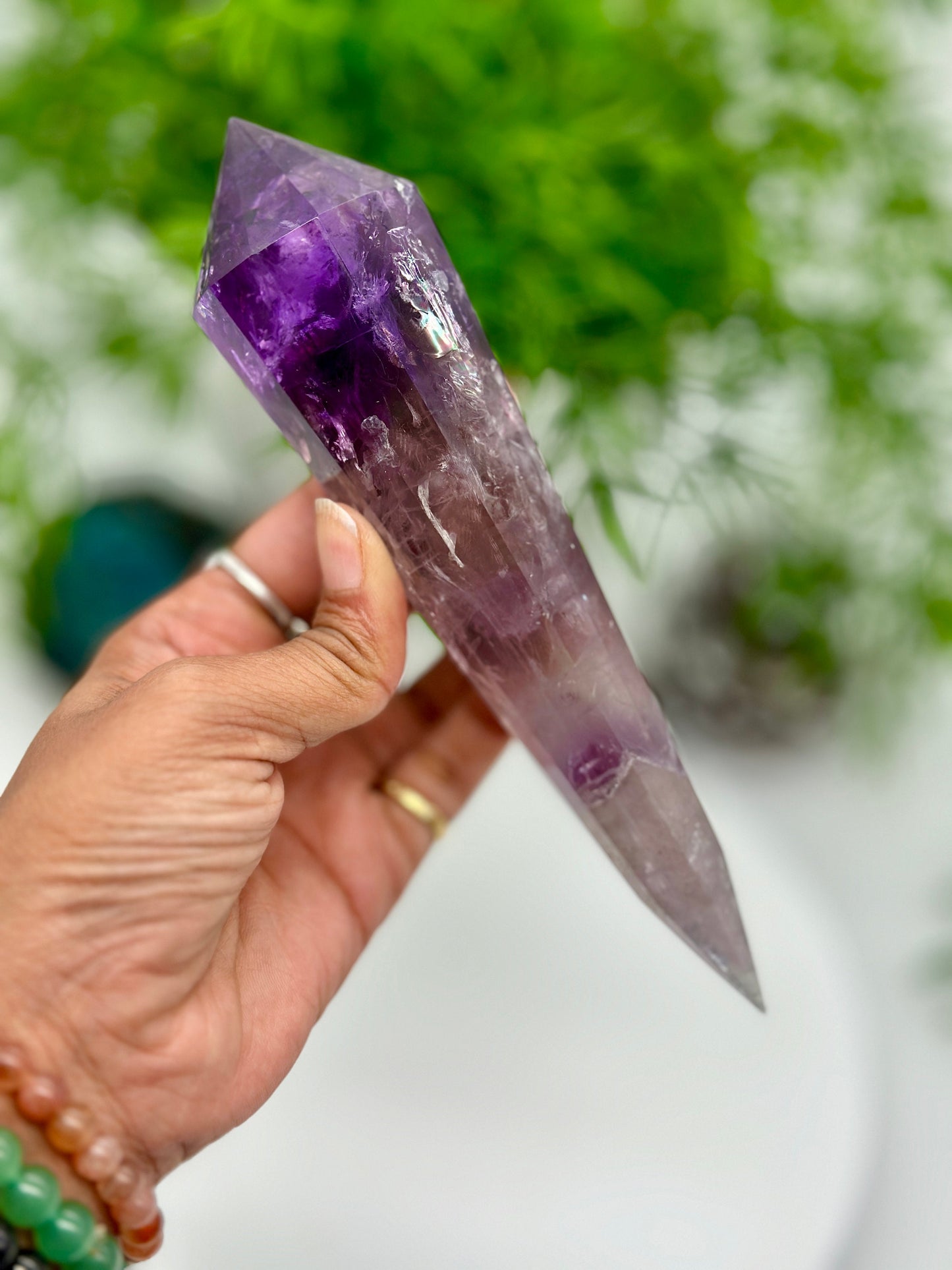 Grade AAA Amethyst Vogel Wand with Phantoms, Double Terminated Quartz,Amplified Crystal Healing