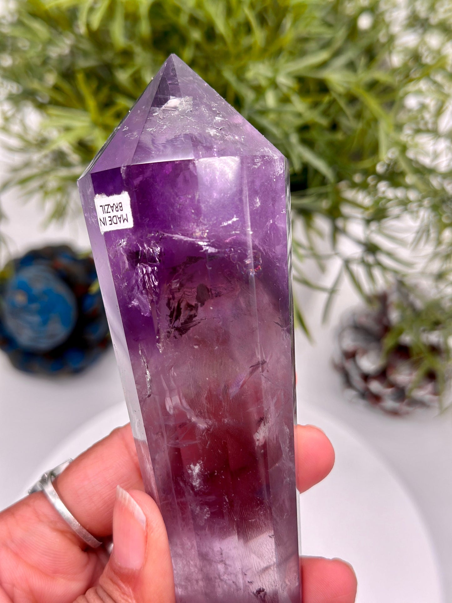 Grade AAA Amethyst Vogel Wand with Phantoms, Double Terminated Quartz,Amplified Crystal Healing