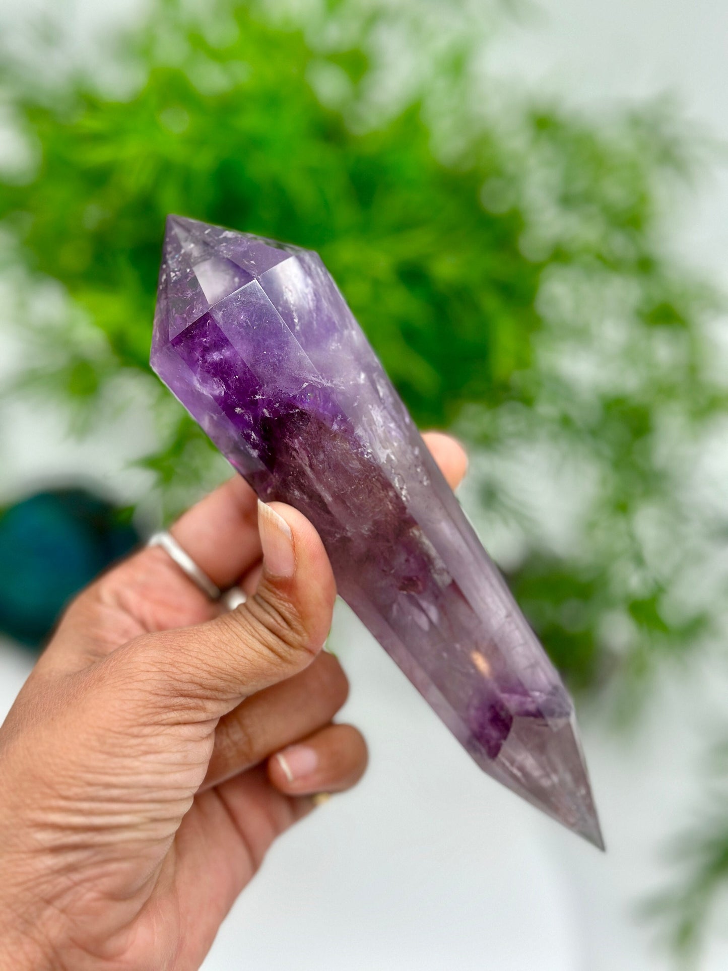 Grade AAA Amethyst Vogel Wand with Phantoms, Double Terminated Quartz,Amplified Crystal Healing