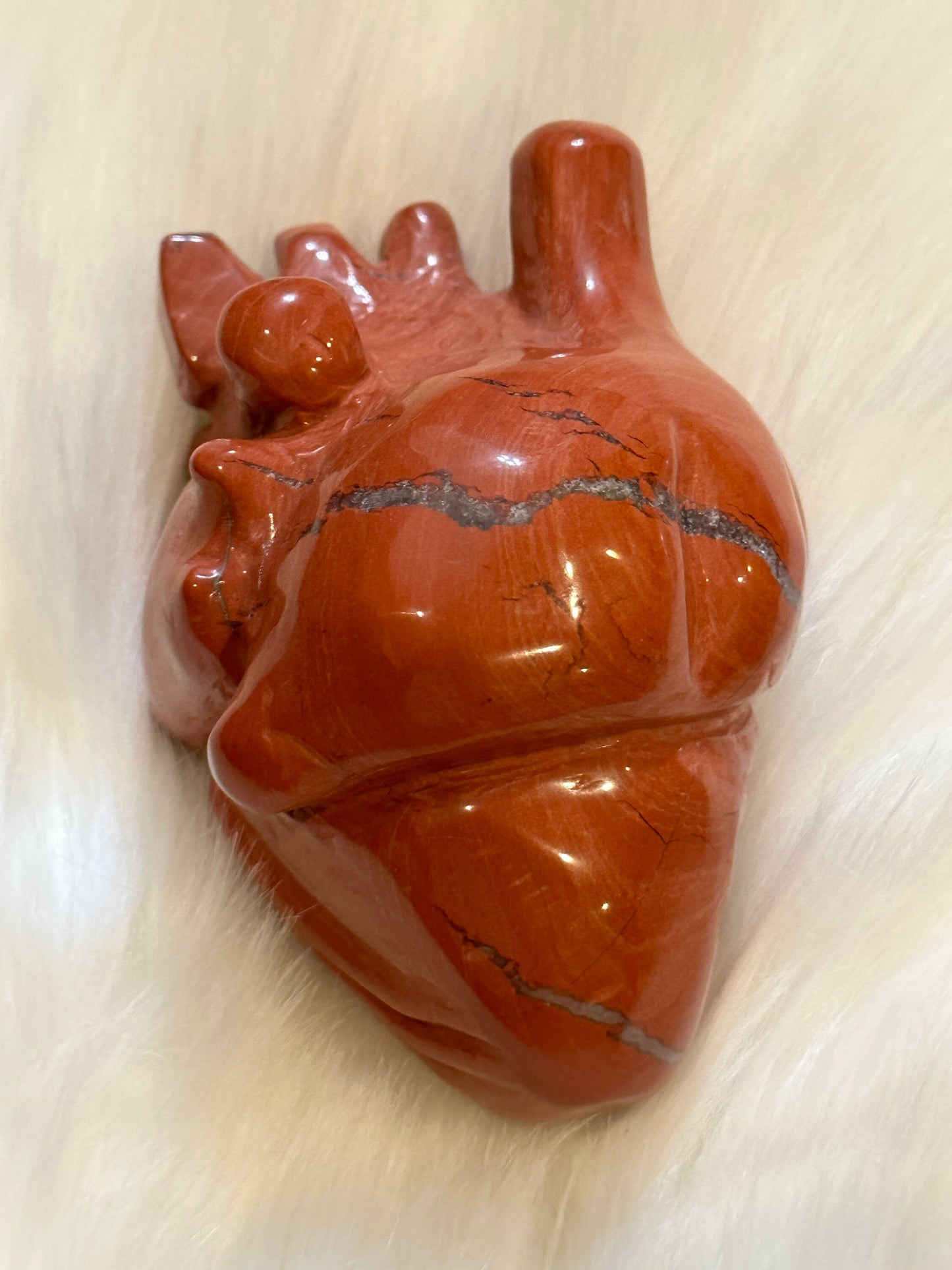 Red Jasper Anatomical Heart Carving | Human Crystal Heart