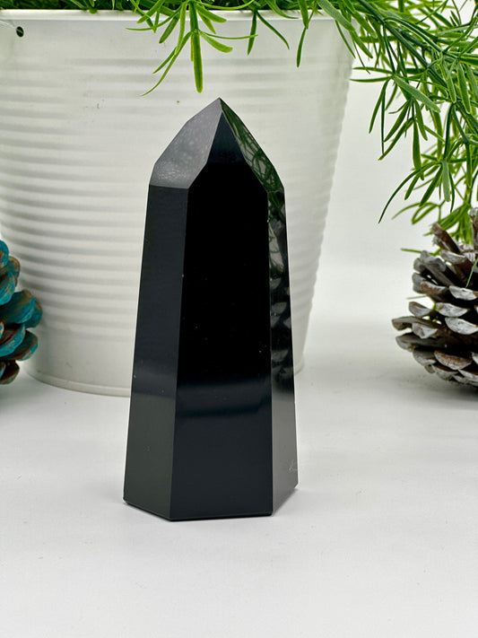 Large Black Tourmaline Point, Black Tourmaline Crystal Tower - 6 inches tall