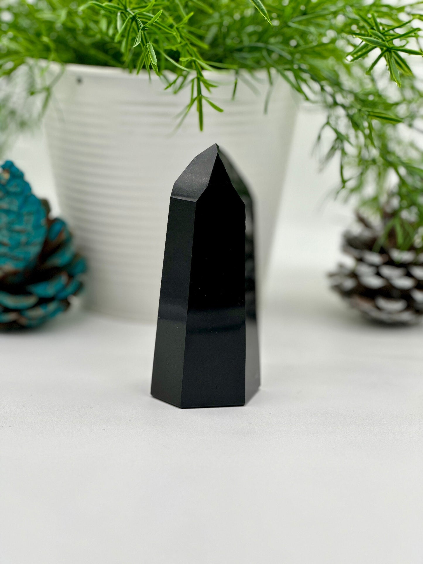 Large Black Tourmaline Point, Black Tourmaline Crystal Tower - 6 inches tall