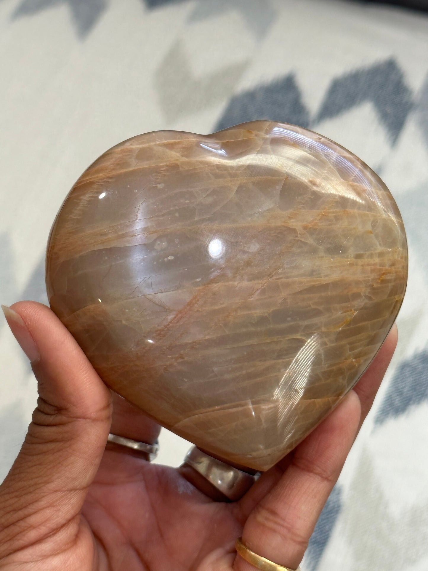 Peach Moonstone Heart, Silver Sheen Peach Moonstone, Moonstone Hearts, Crystal Heart, Crystal Healing