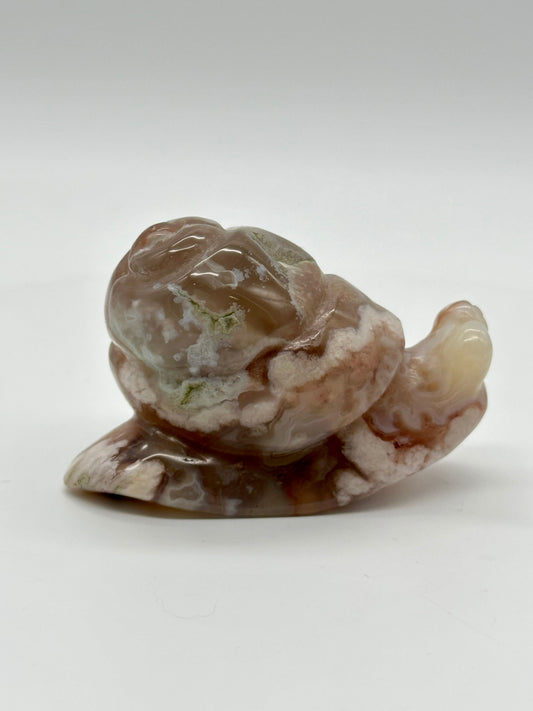 Flower Agate Snail Carving, snail carving, Flower Agate Carving, Home Decor, Gift