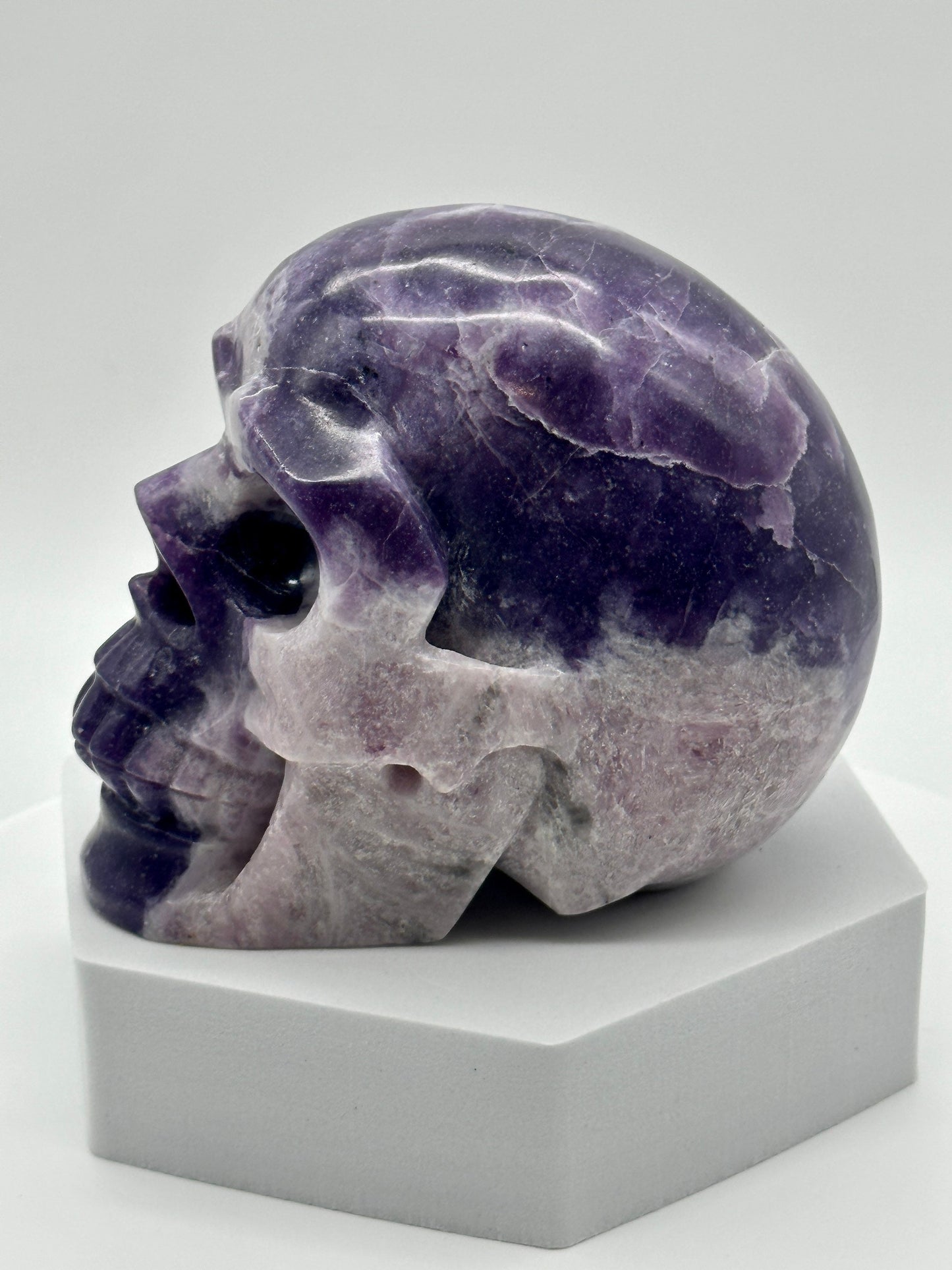 Lepidolite skull 5 inches tall