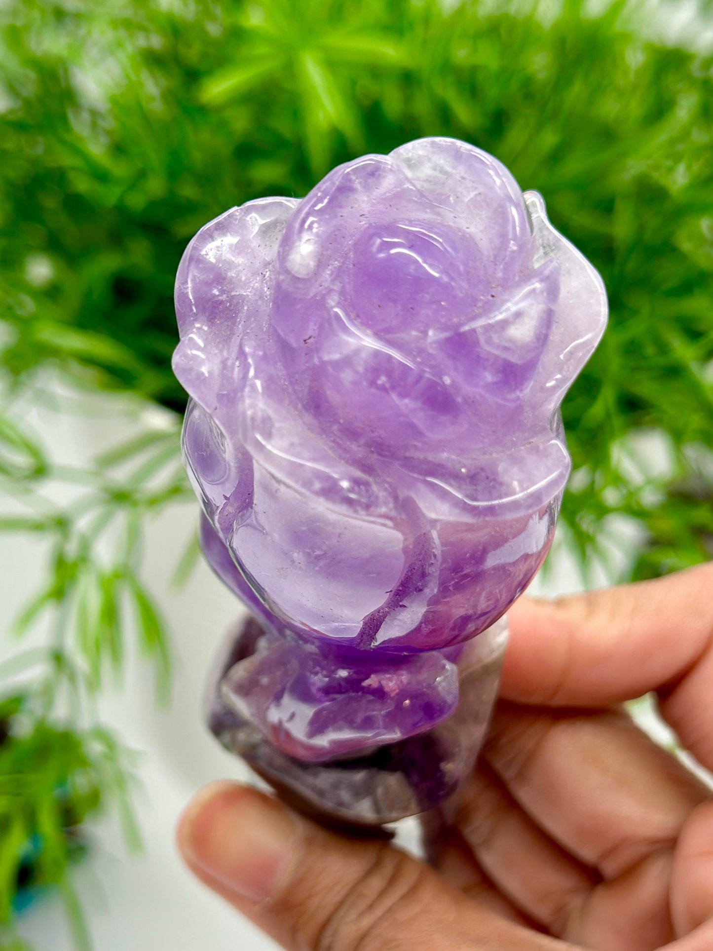 Amethyst Rose wand hand-carved from Bahia, Amethyst Root Generator Amethyst Wand, Amethyst Wand, amethyst scepter, Perfect gift