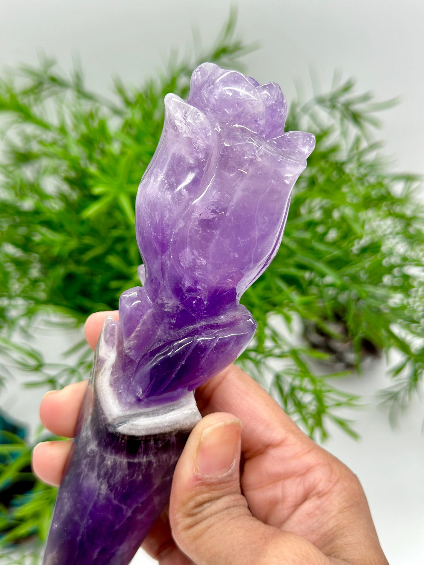 Amethyst Rose wand hand-carved from Bahia, Amethyst Root Generator Amethyst Wand, Amethyst Wand, amethyst scepter, Perfect gift