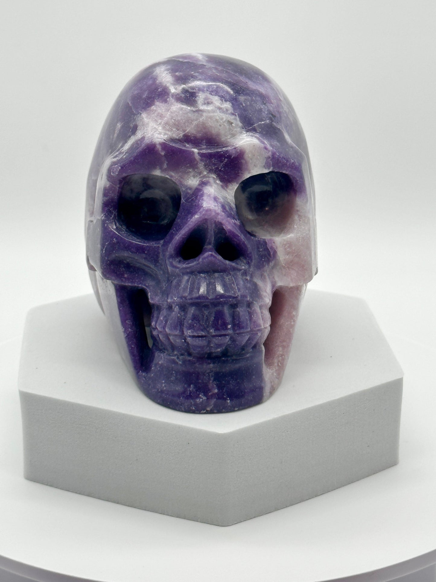 Lepidolite skull 5 inches tall