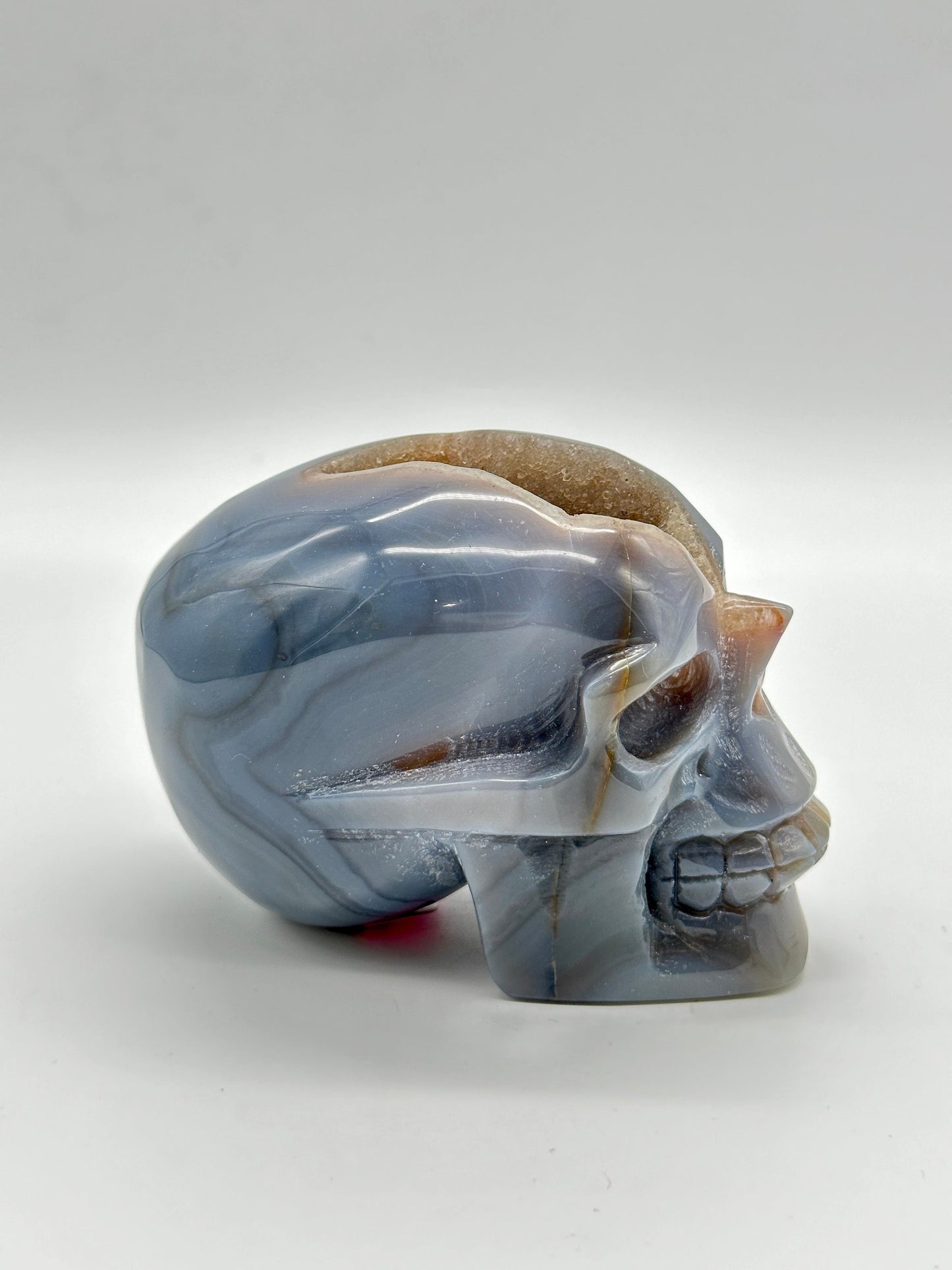 Blue Agate Skull | Druzy Blue Agate Skull  | Blue Lace Agate Skull- , hand made, hand carved, natural,  5 inches tall and 1kg