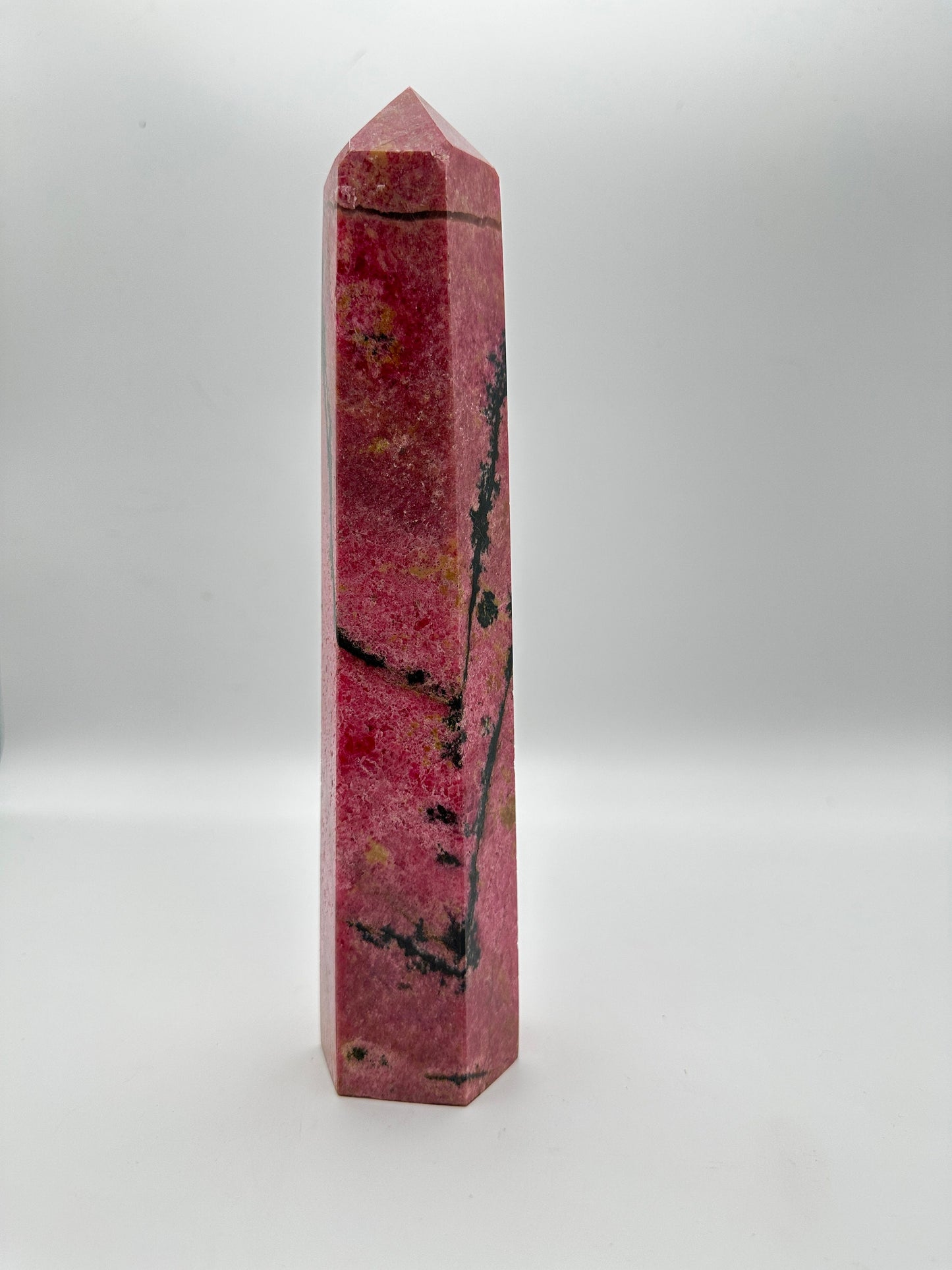 Beautiful XL Rhodonite tower, Natural Rhodonite point