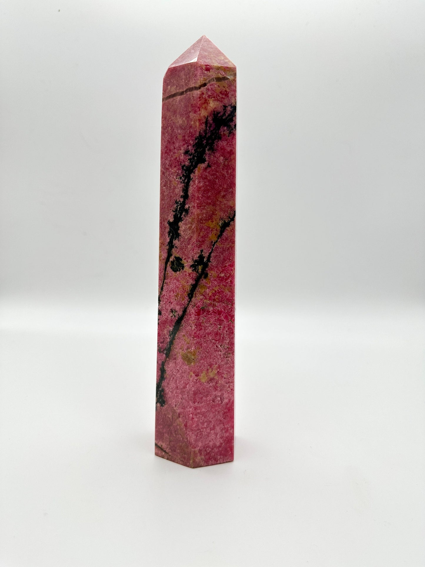 Beautiful XL Rhodonite tower, Natural Rhodonite point