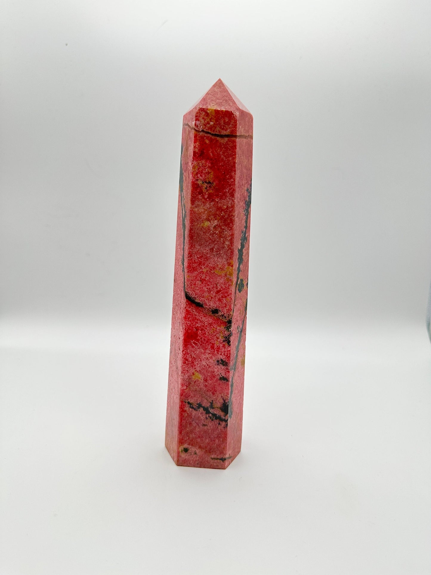 Beautiful XL Rhodonite tower, Natural Rhodonite point