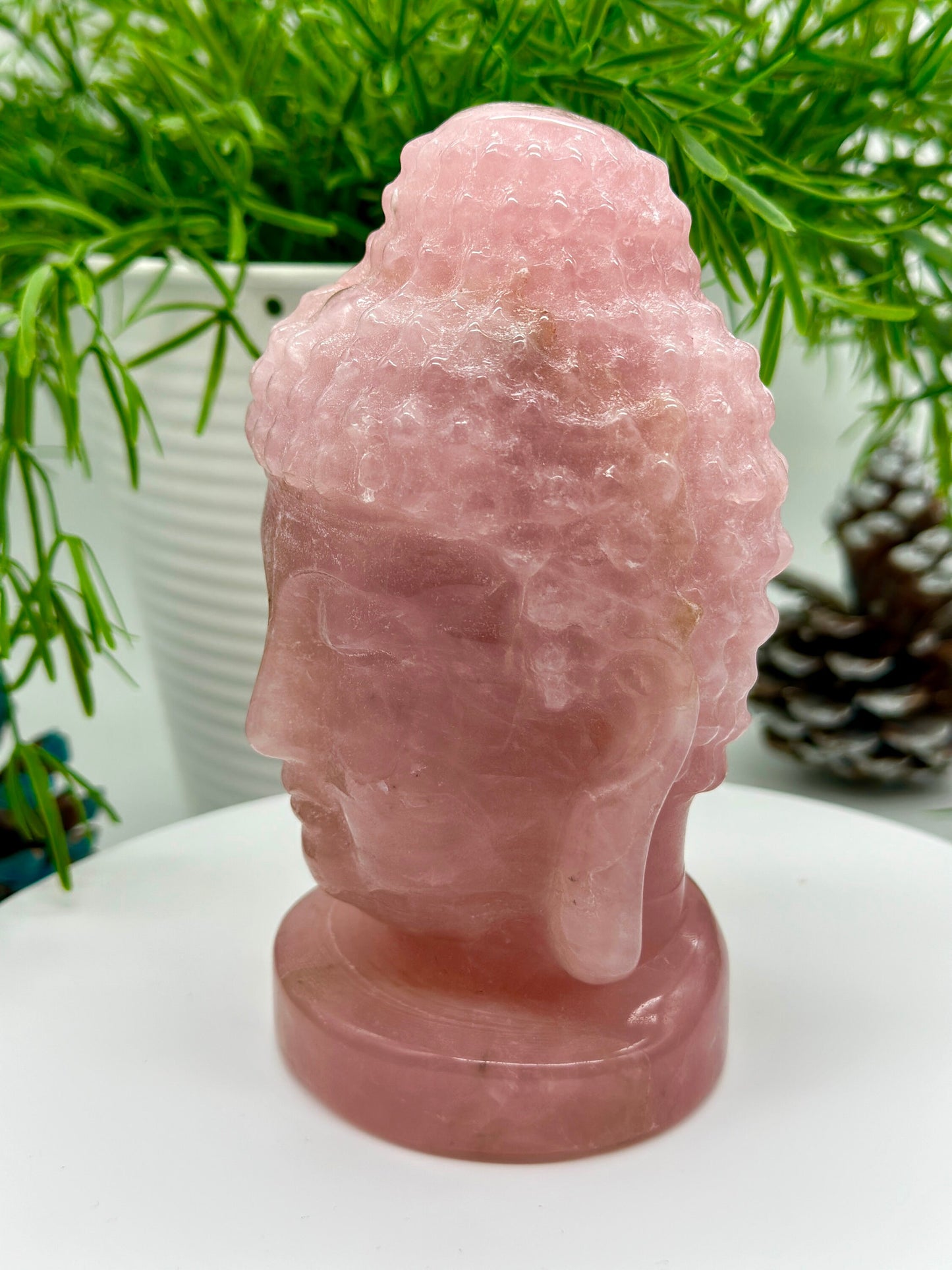 Large Rose quartz buddha head carving, Rose quartz buddha carving , buddha carving for home decor