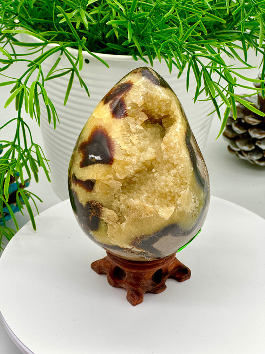 1.1kg Natural Dragon Septarian Geode, Septarian Nodule Hollow Crystal Egg,Mineral Specimen,Home Decoration,Reiki Healing