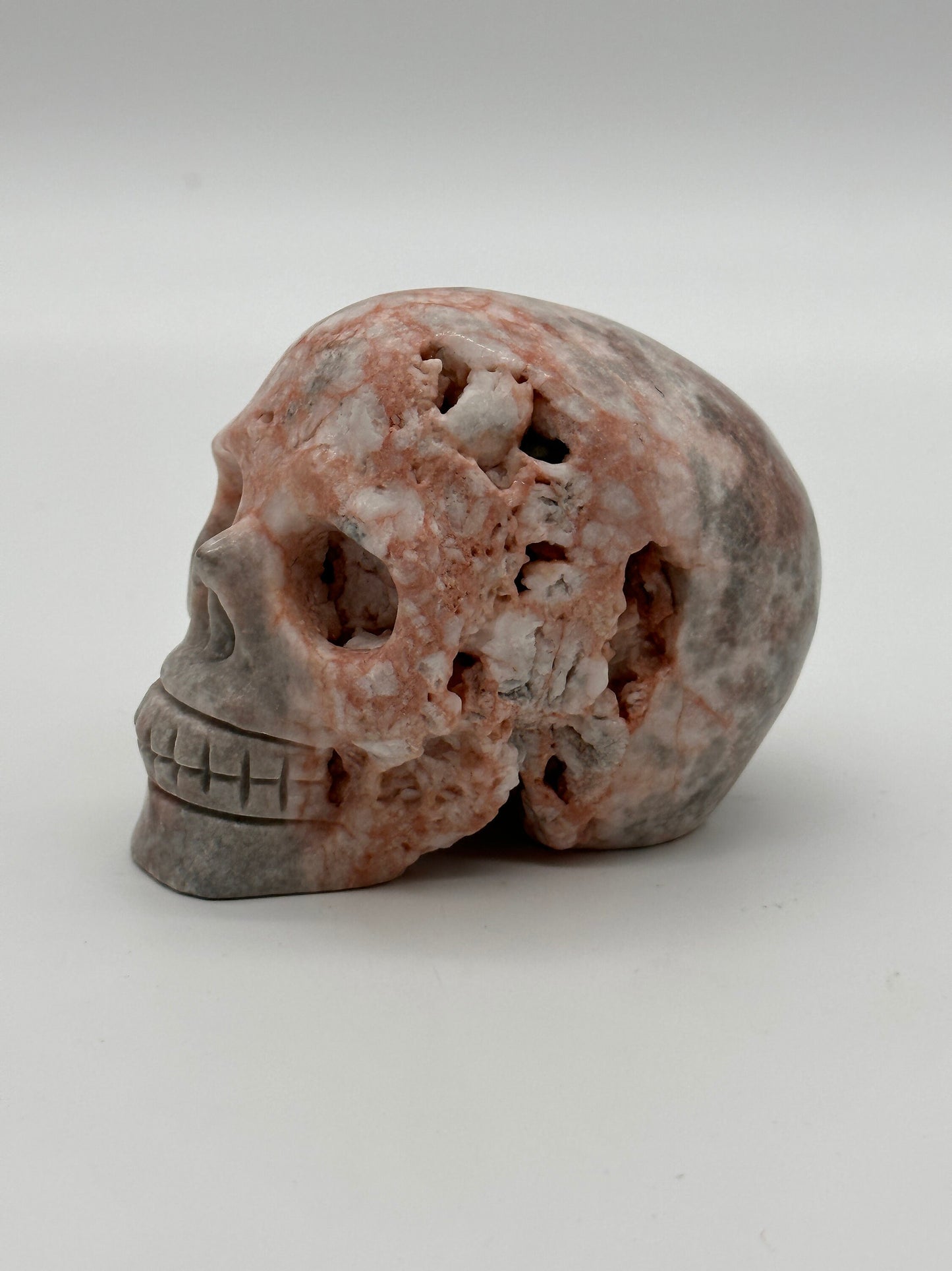 Pink Zebra Jasper Skull, Crystal skull, Jasper Skull - 3.9 inches tall