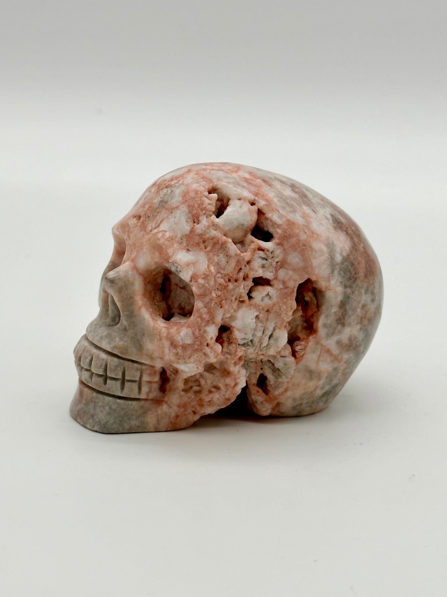 Pink Zebra Jasper Skull, Crystal skull, Jasper Skull - 3.9 inches tall