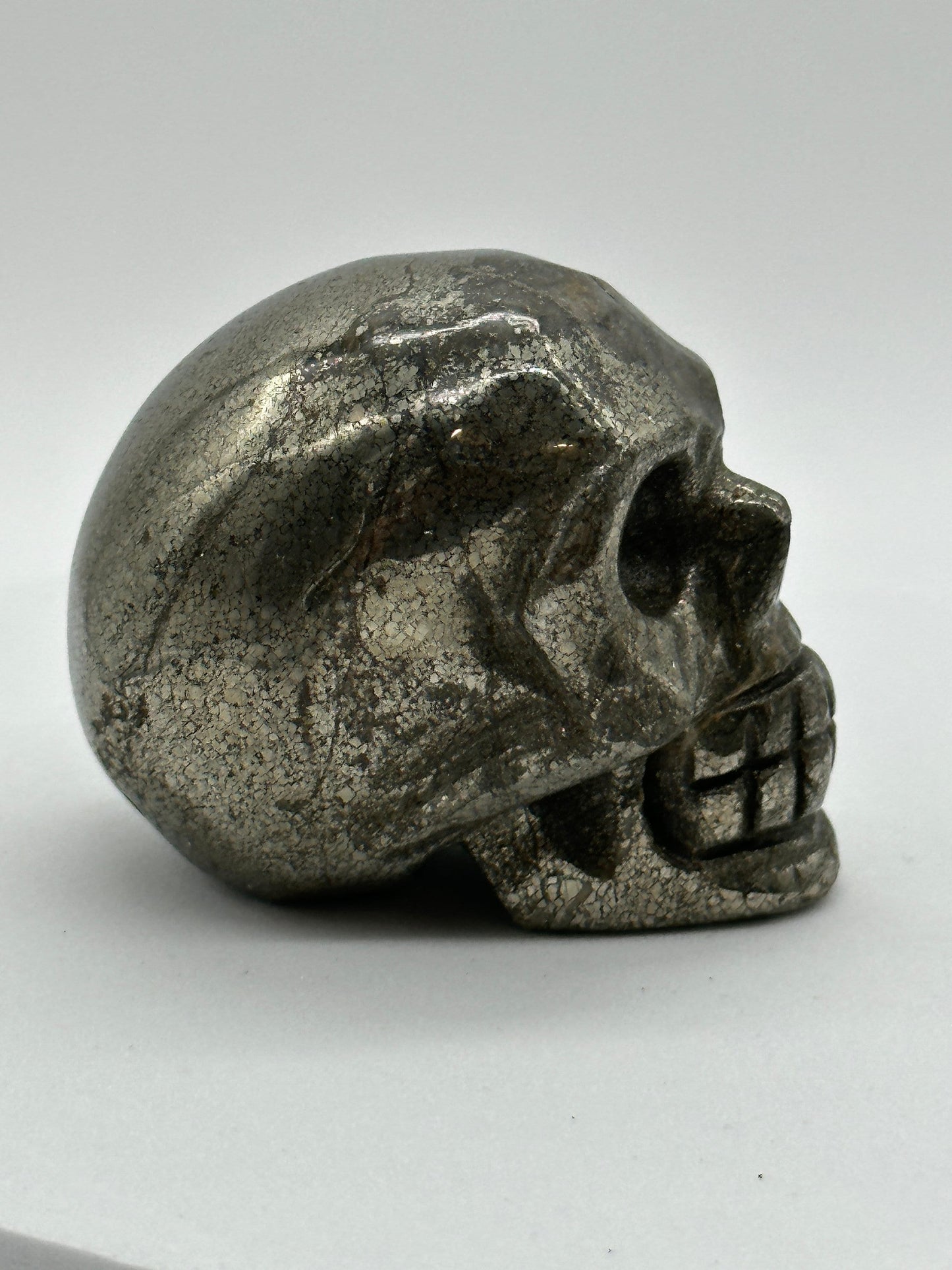 Pyrite Skull carving, 2.5 inches, Pyrite Carving, Home Accessories, Skulls,Home Decor, Reiki, Altar Tools