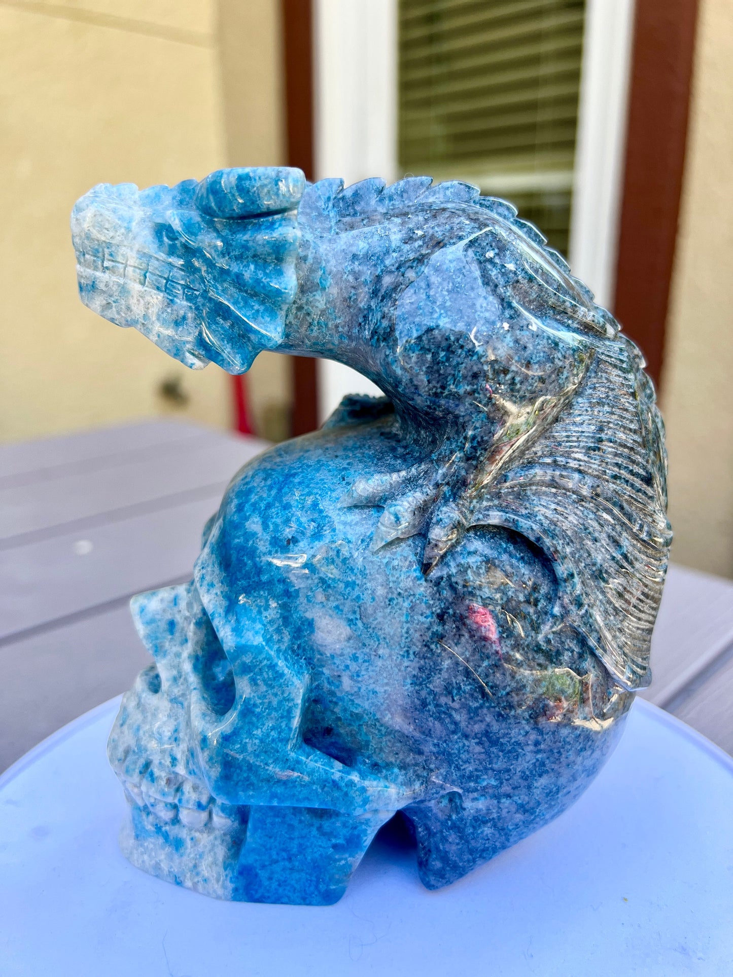 XL Trolleite Skull | Dragon Skull | Carved Crystal Skull with Dragon |Trolleite Skull | Crystal Skull | Dragon Skull Art | Trollite Skull