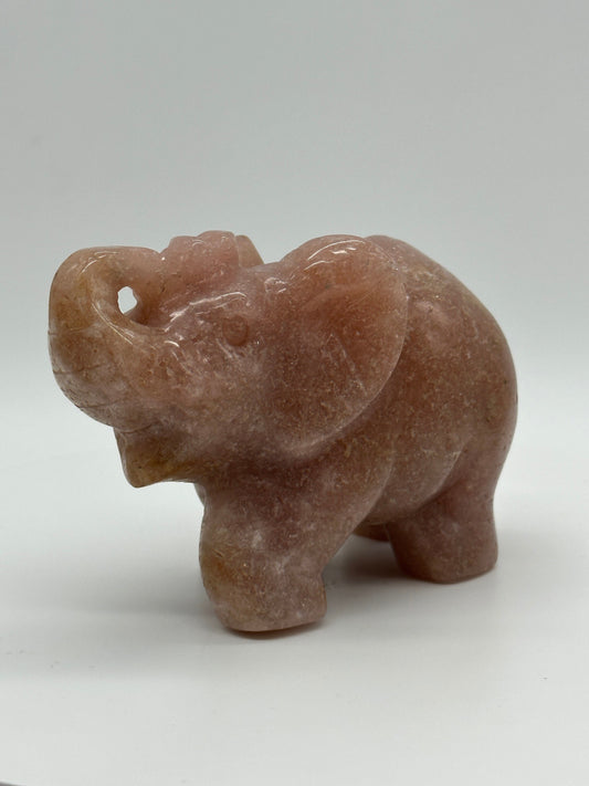 Pink Amethyst Elephant Carving, 4.2 inches tall